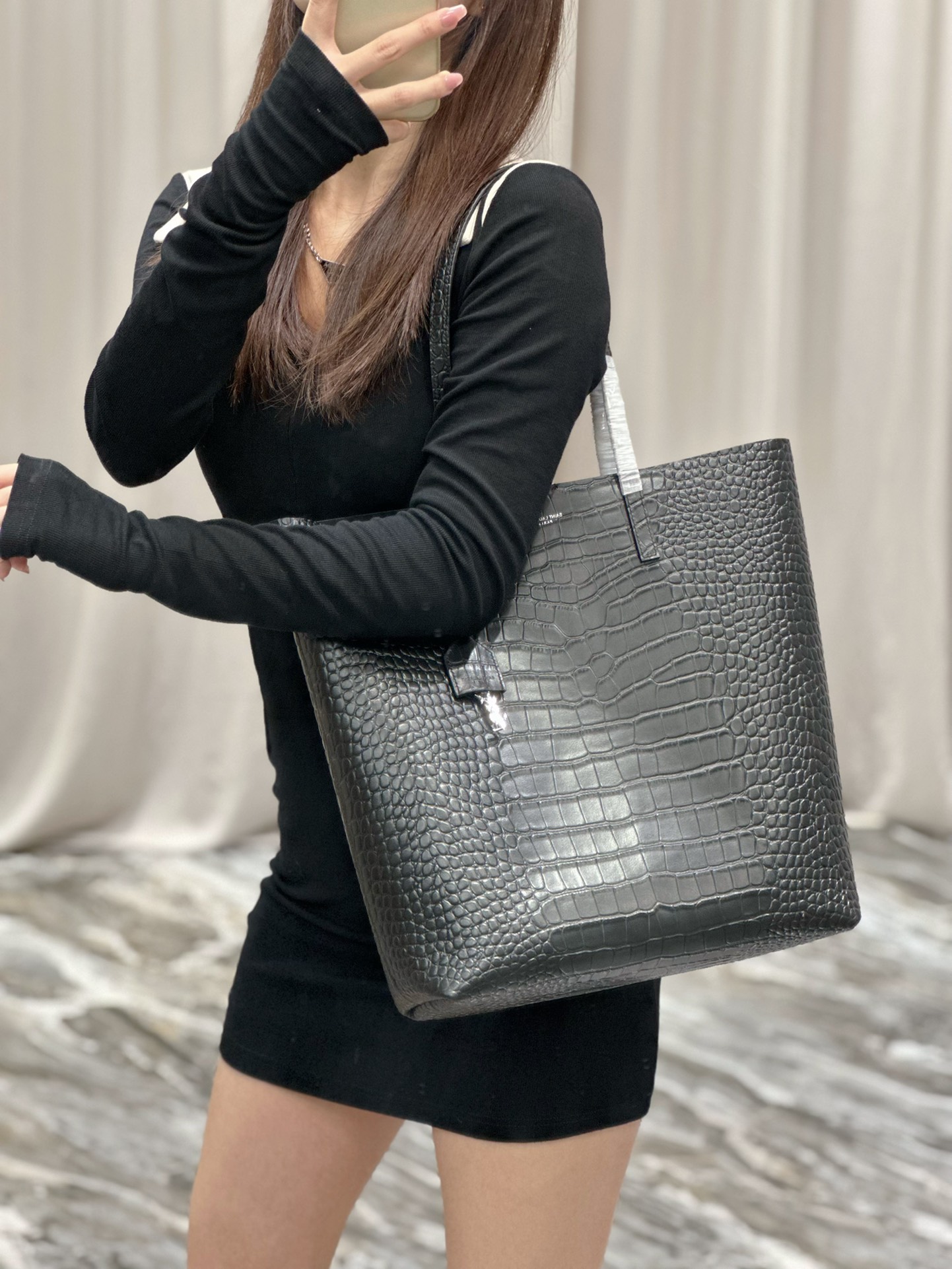Saint Laurent ysl crocodile pattern cowhide upper body