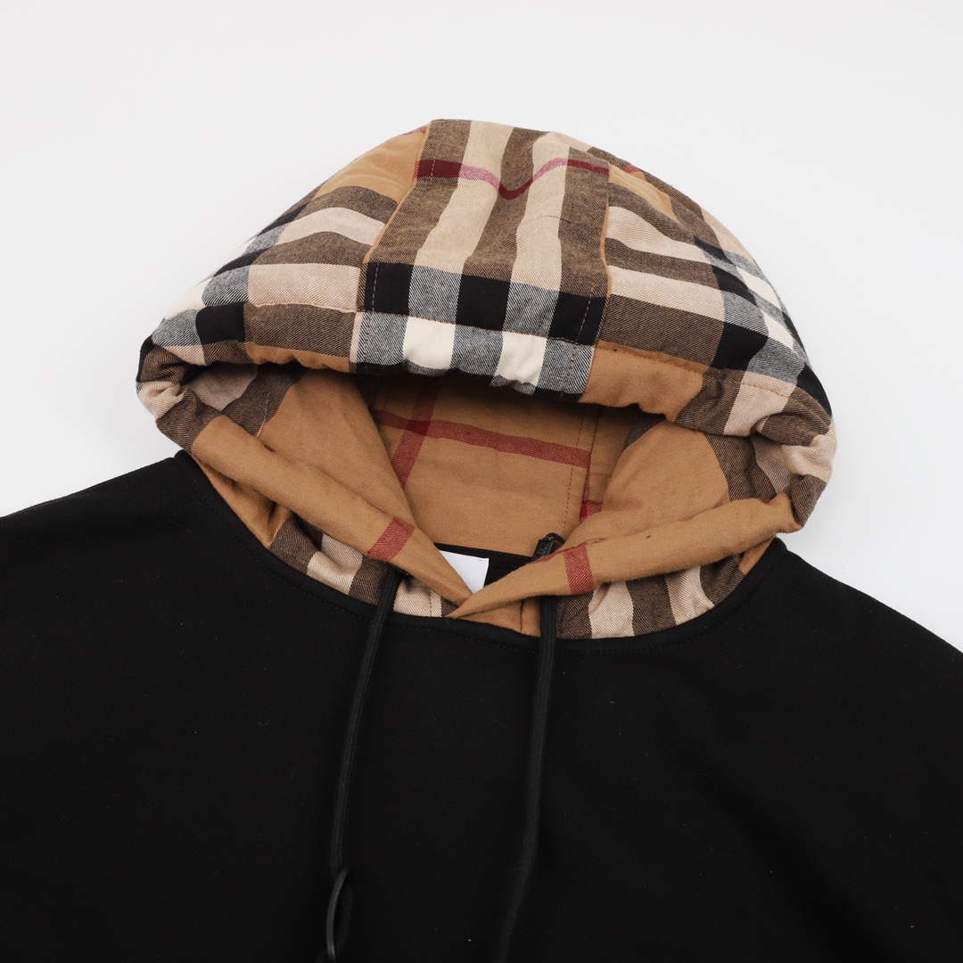 Burberry/巴宝莉 格子拼接连帽卫衣