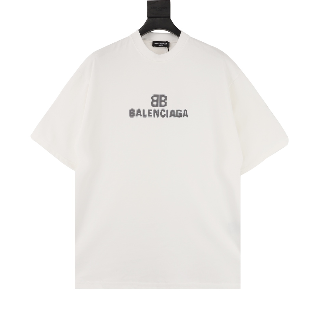 Balenciaga/巴黎世家 双B马赛克印花圆领T恤 印