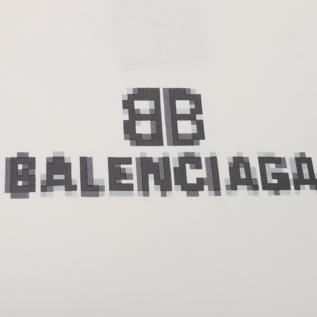 Balenciaga/巴黎世家 双B马赛克印花圆领T恤 印