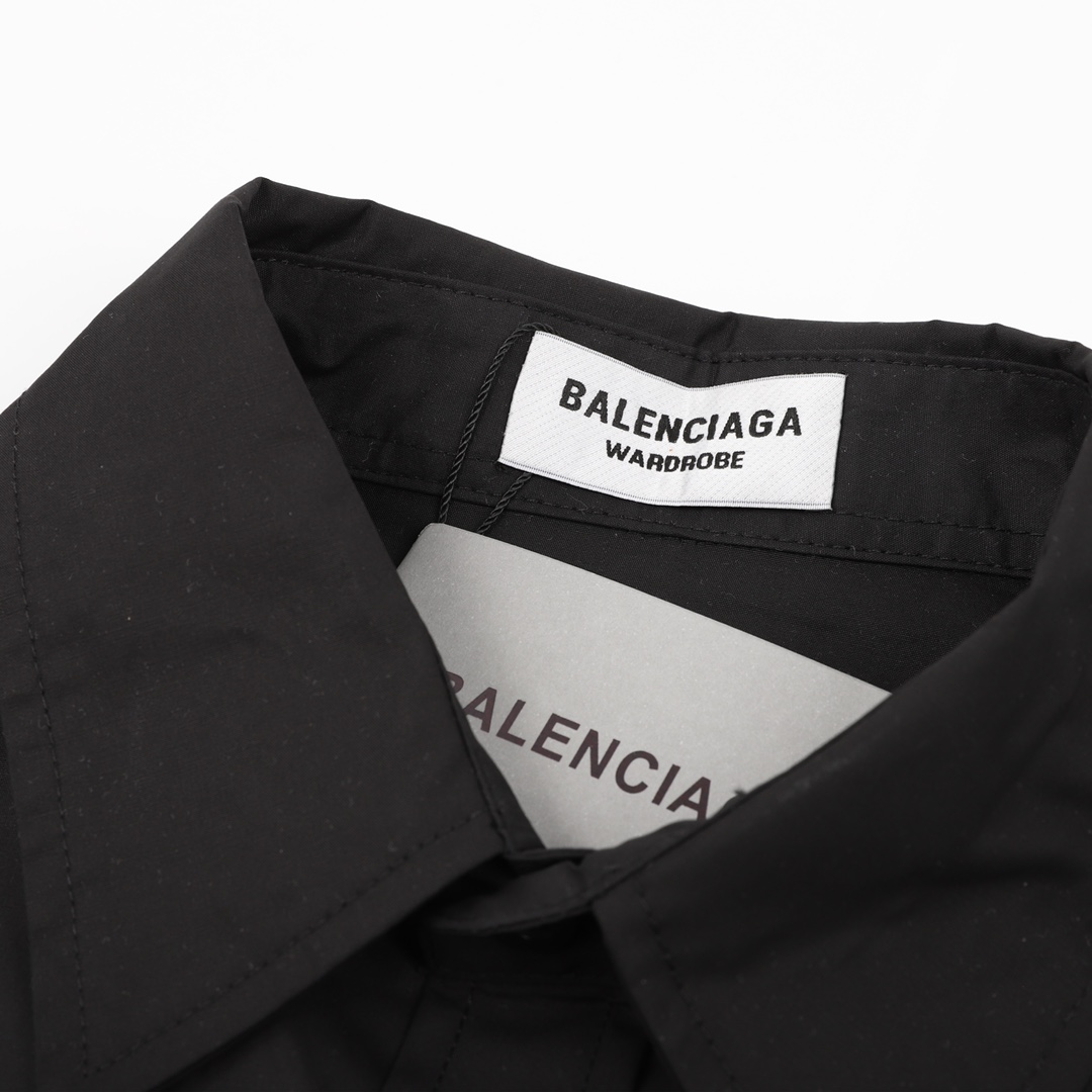250 Balenciaga/巴黎世家 胸口刺绣LOGO长袖衬衫