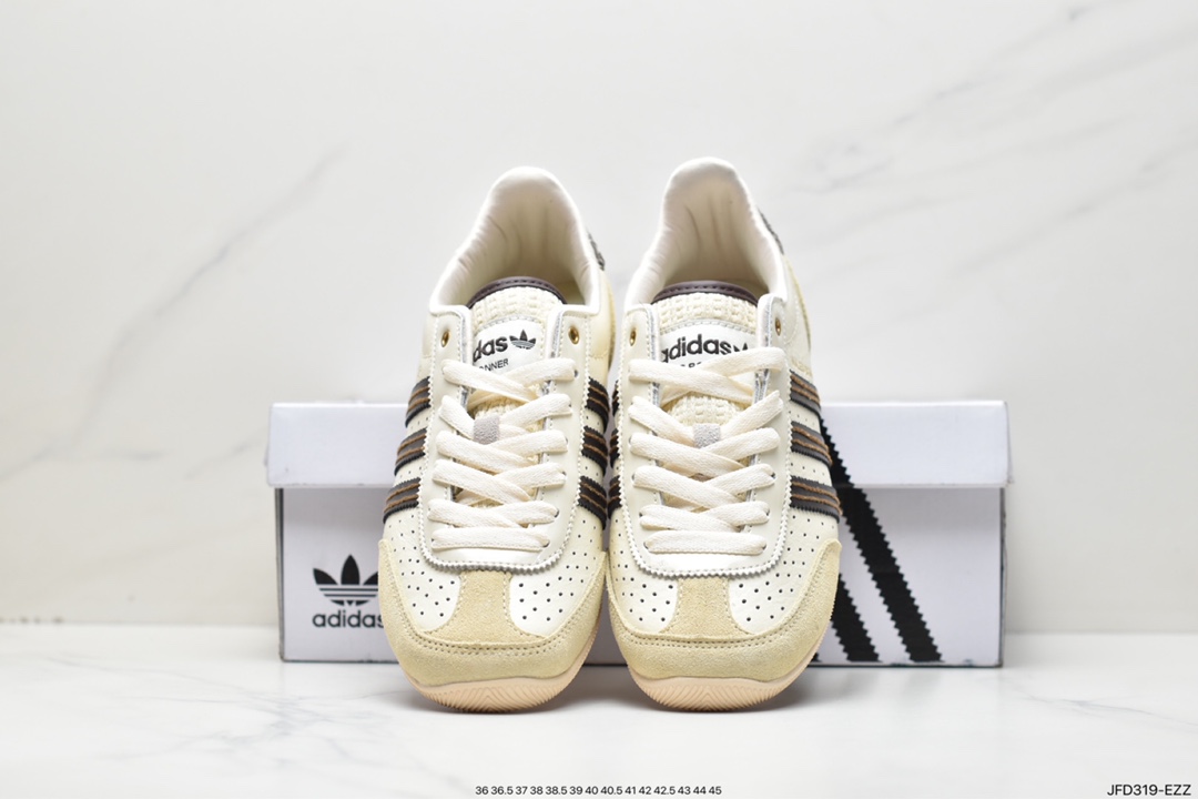 Wales Bonner x Adidas WB Japan Low ”Cream White Dark Brown” WB Japan series jogging shoes ”Cream White Light Yellow Dark Brown” GY5748