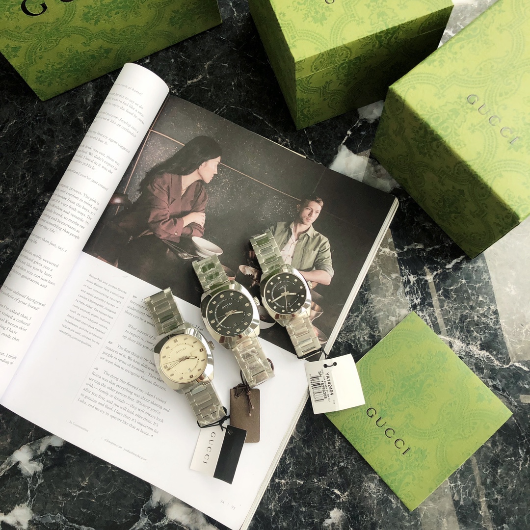 Productos exportados de GUCCI, equipados con movimiento de cuarzo suizo original, cubierta inferior con código completo…