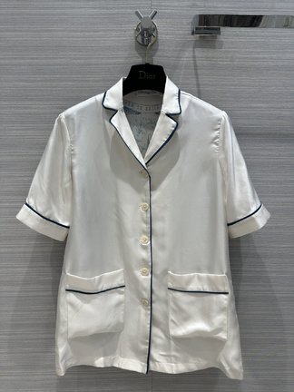 Dior Clothing Pajamas Shirts & Blouses White Printing Silk Spring/Summer Collection