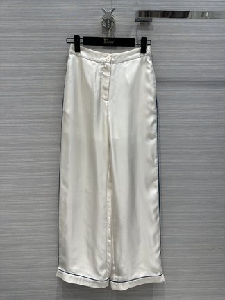 Dior Clothing Pajamas Pants & Trousers Top Quality Designer Replica White Silk Spring/Summer Collection
