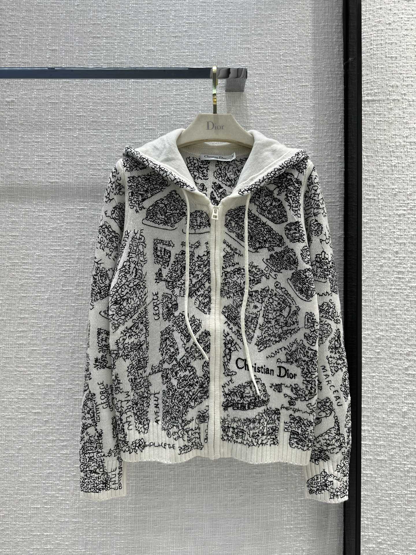 Shop the Best High Authentic Quality Replica
 Dior Clothing Cardigans Knit Sweater White Embroidery Cashmere Knitting Wool Spring Collection Hooded Top