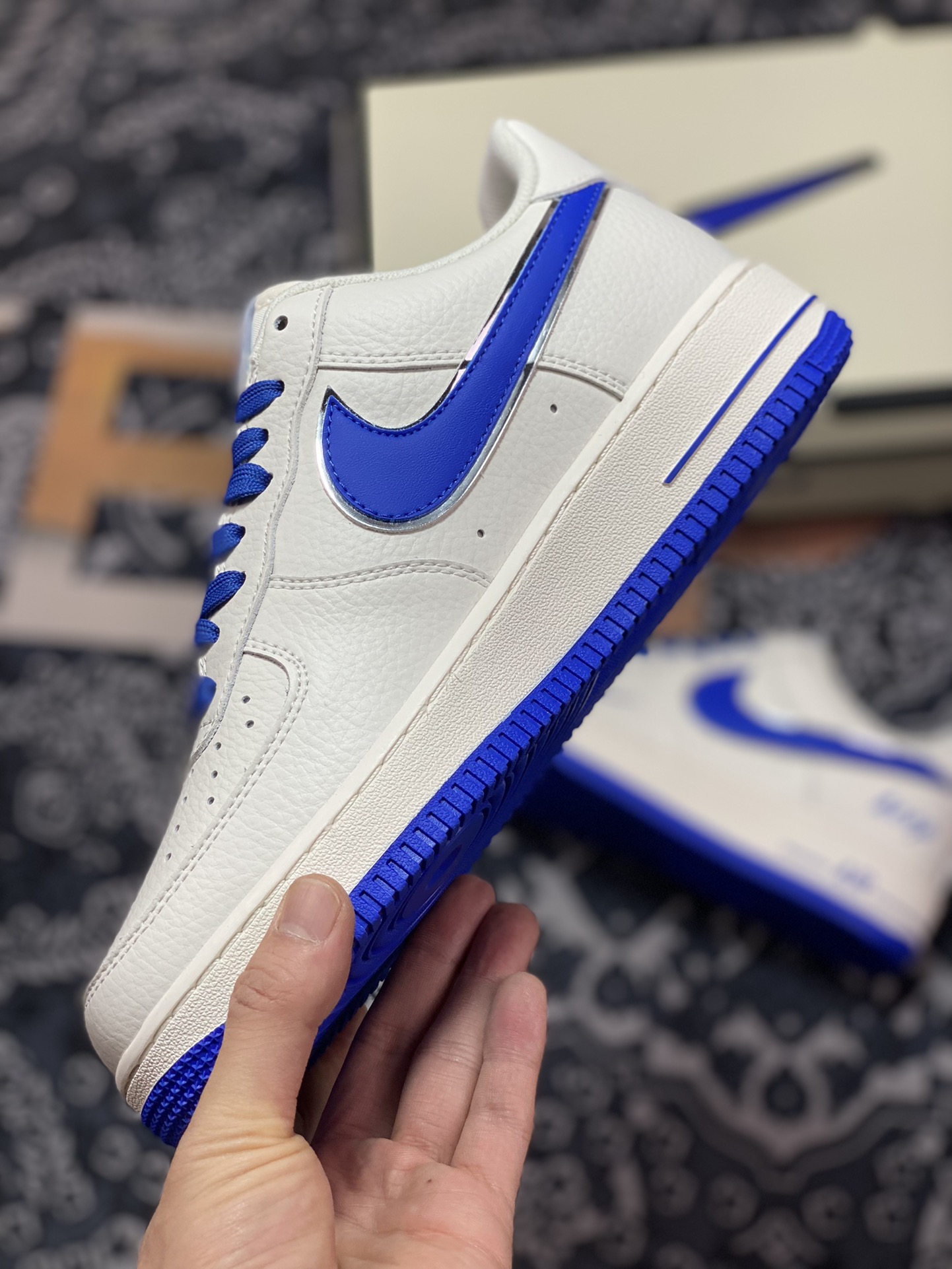 260 Nike Air Force 1’07 Low”White/Royal Blue/Silver”空军一号板鞋“皮革白皇家蓝银小钩”BM1996-077