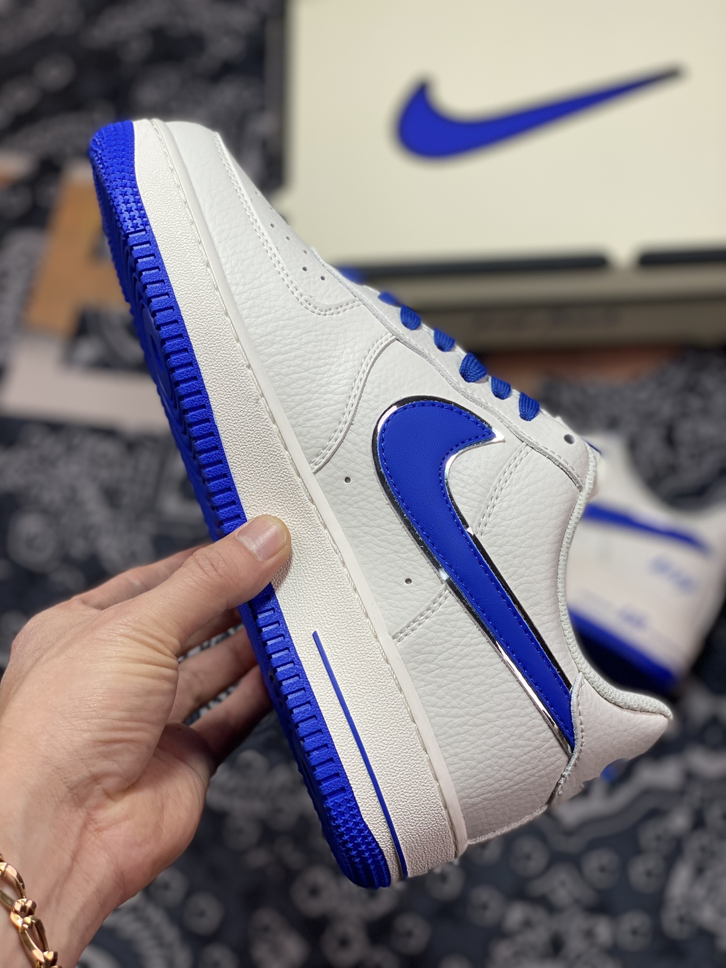 260 Nike Air Force 1’07 Low”White/Royal Blue/Silver”空军一号板鞋“皮革白皇家蓝银小钩”BM1996-077