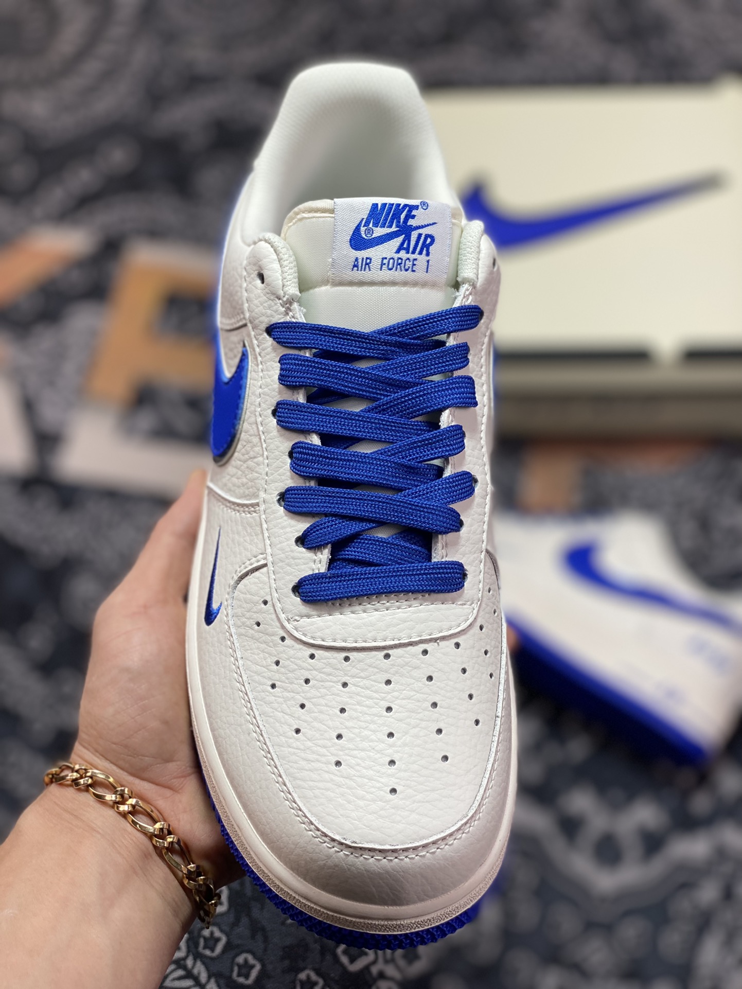 260 Nike Air Force 1’07 Low”White/Royal Blue/Silver”空军一号板鞋“皮革白皇家蓝银小钩”BM1996-077
