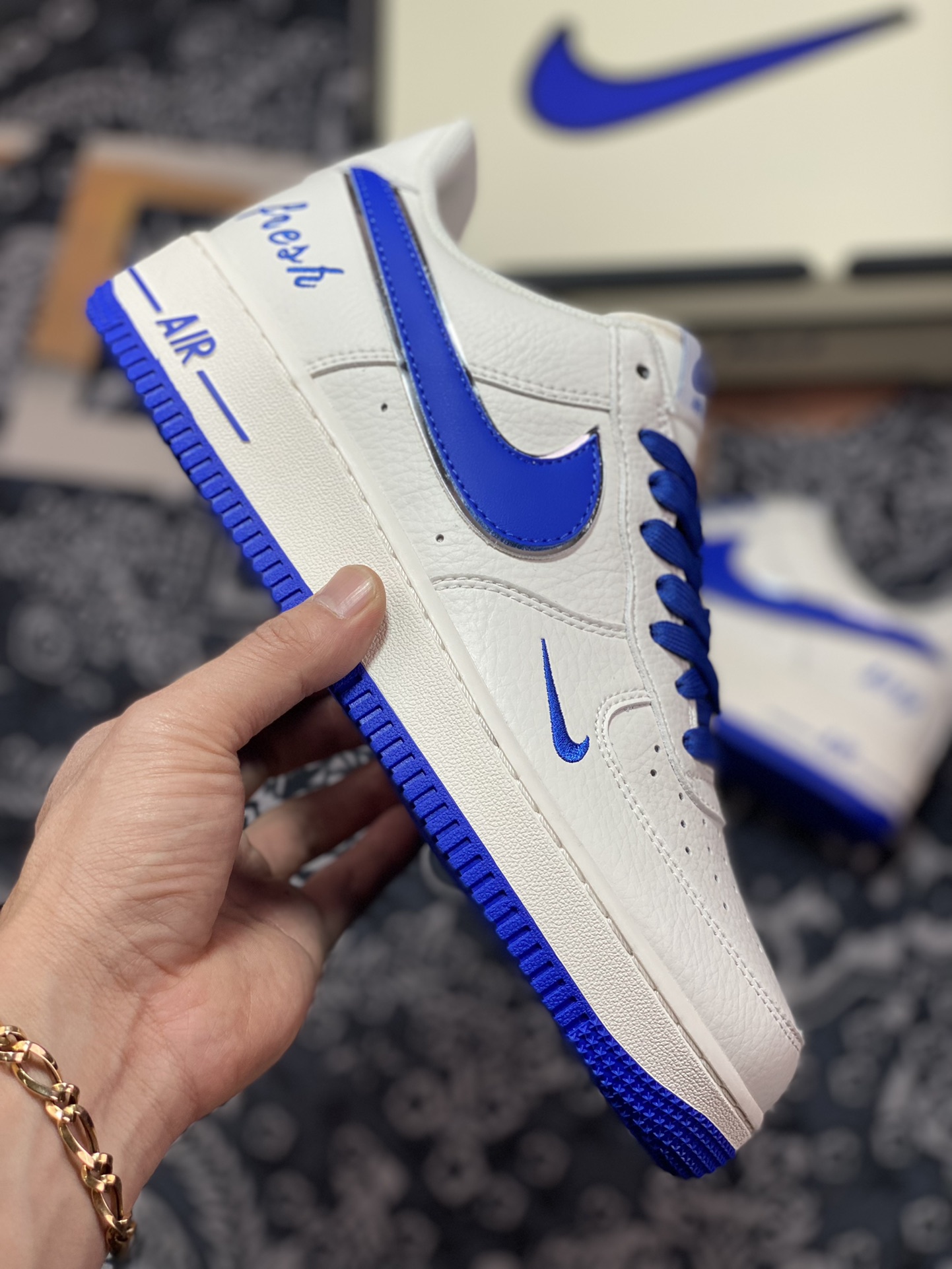 260 Nike Air Force 1’07 Low”White/Royal Blue/Silver”空军一号板鞋“皮革白皇家蓝银小钩”BM1996-077