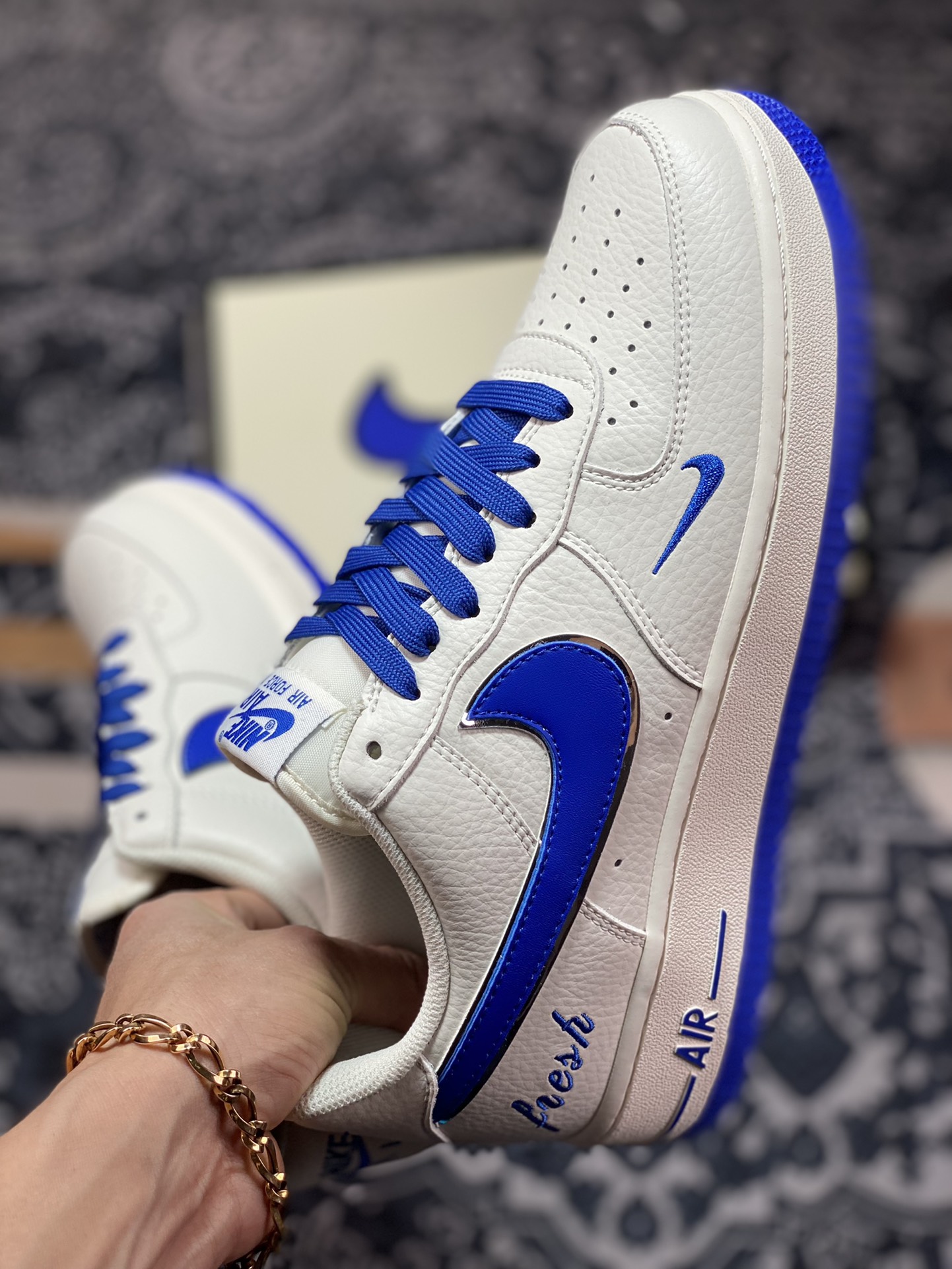 260 Nike Air Force 1’07 Low”White/Royal Blue/Silver”空军一号板鞋“皮革白皇家蓝银小钩”BM1996-077