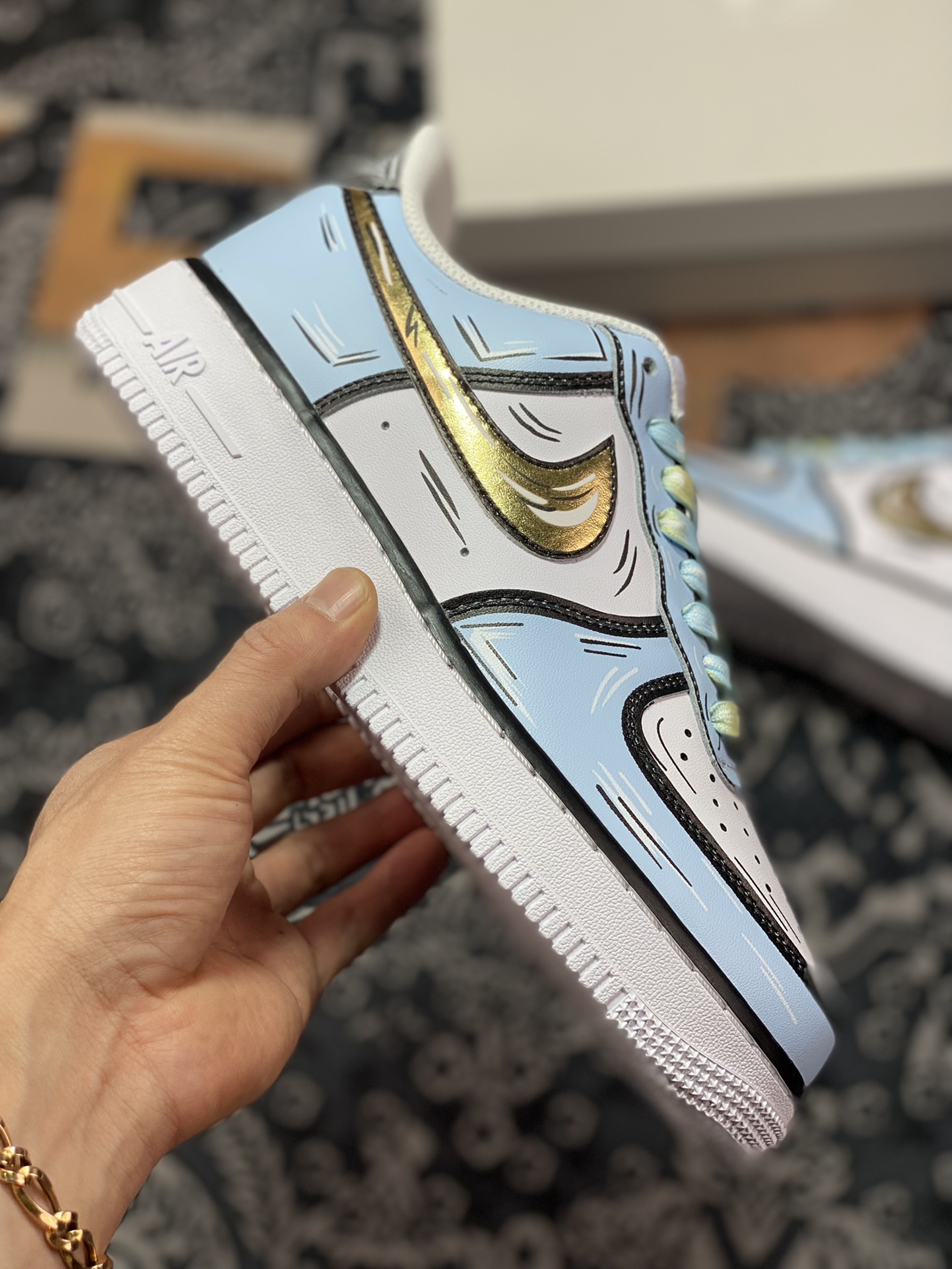 260 Nike Air Force 1 '07 Low”White/Black/Gold/Blue”空军一号CW2288-212