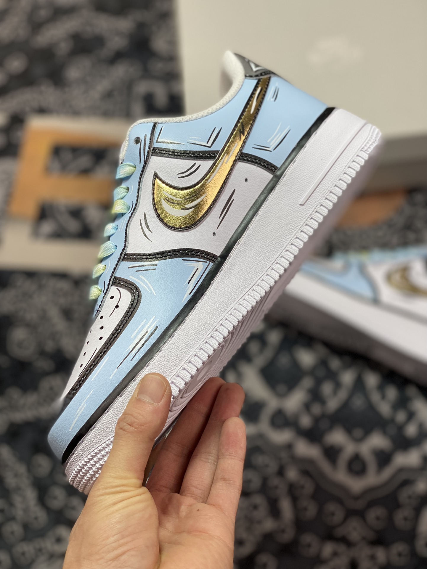 260 Nike Air Force 1 '07 Low”White/Black/Gold/Blue”空军一号CW2288-212
