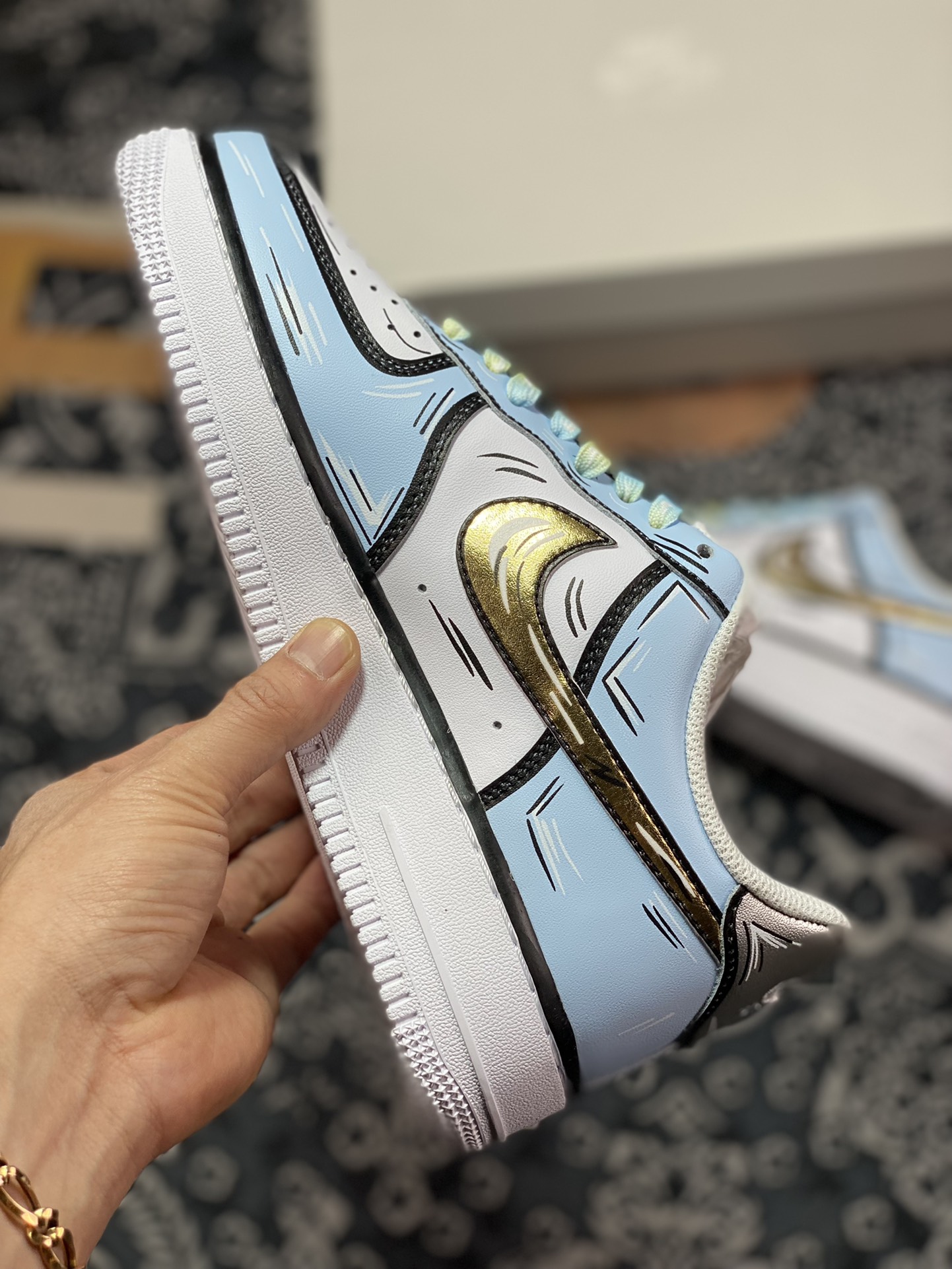 260 Nike Air Force 1 '07 Low”White/Black/Gold/Blue”空军一号CW2288-212