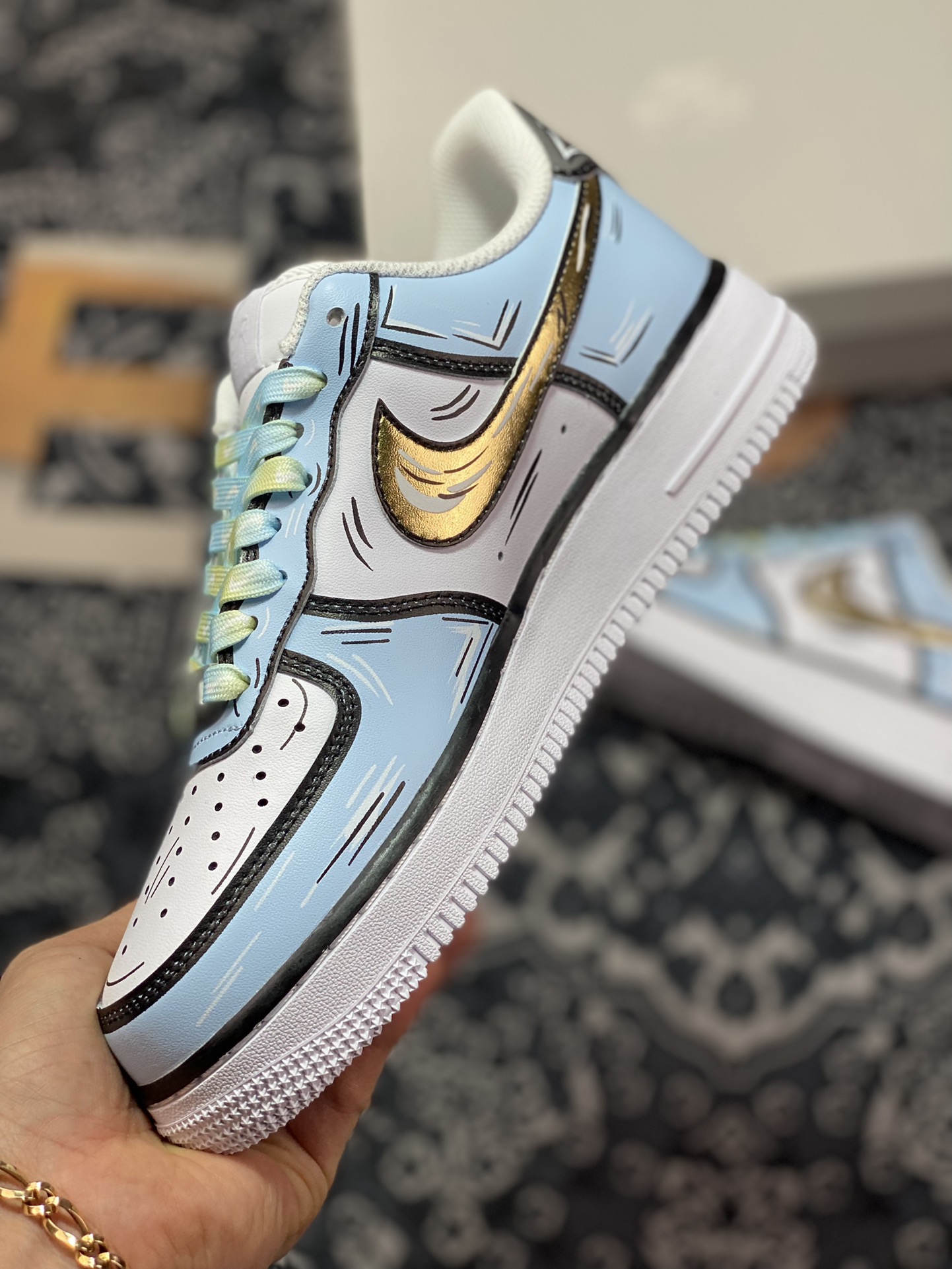 260 Nike Air Force 1 '07 Low”White/Black/Gold/Blue”空军一号CW2288-212