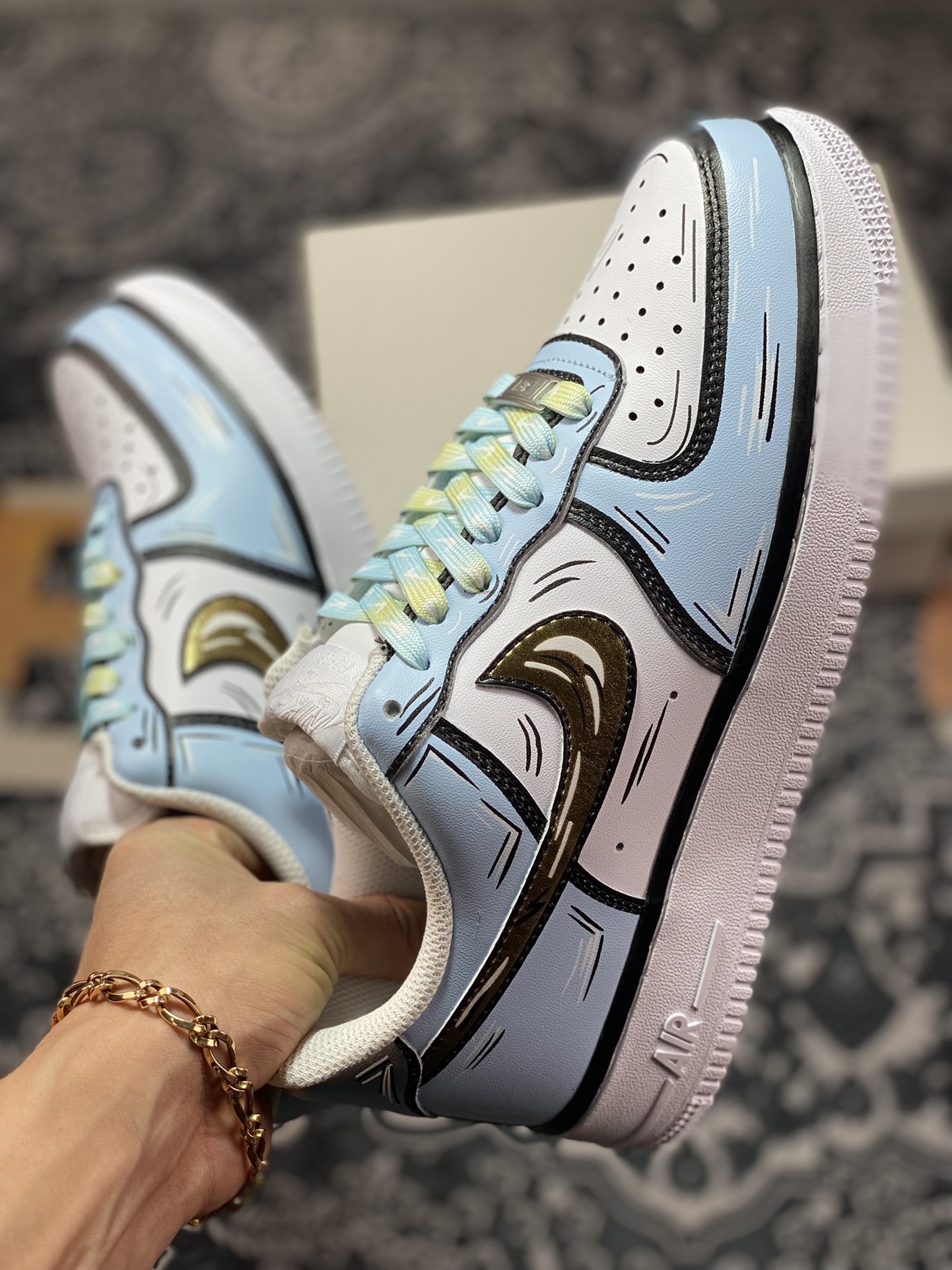 260 Nike Air Force 1 '07 Low”White/Black/Gold/Blue”空军一号CW2288-212