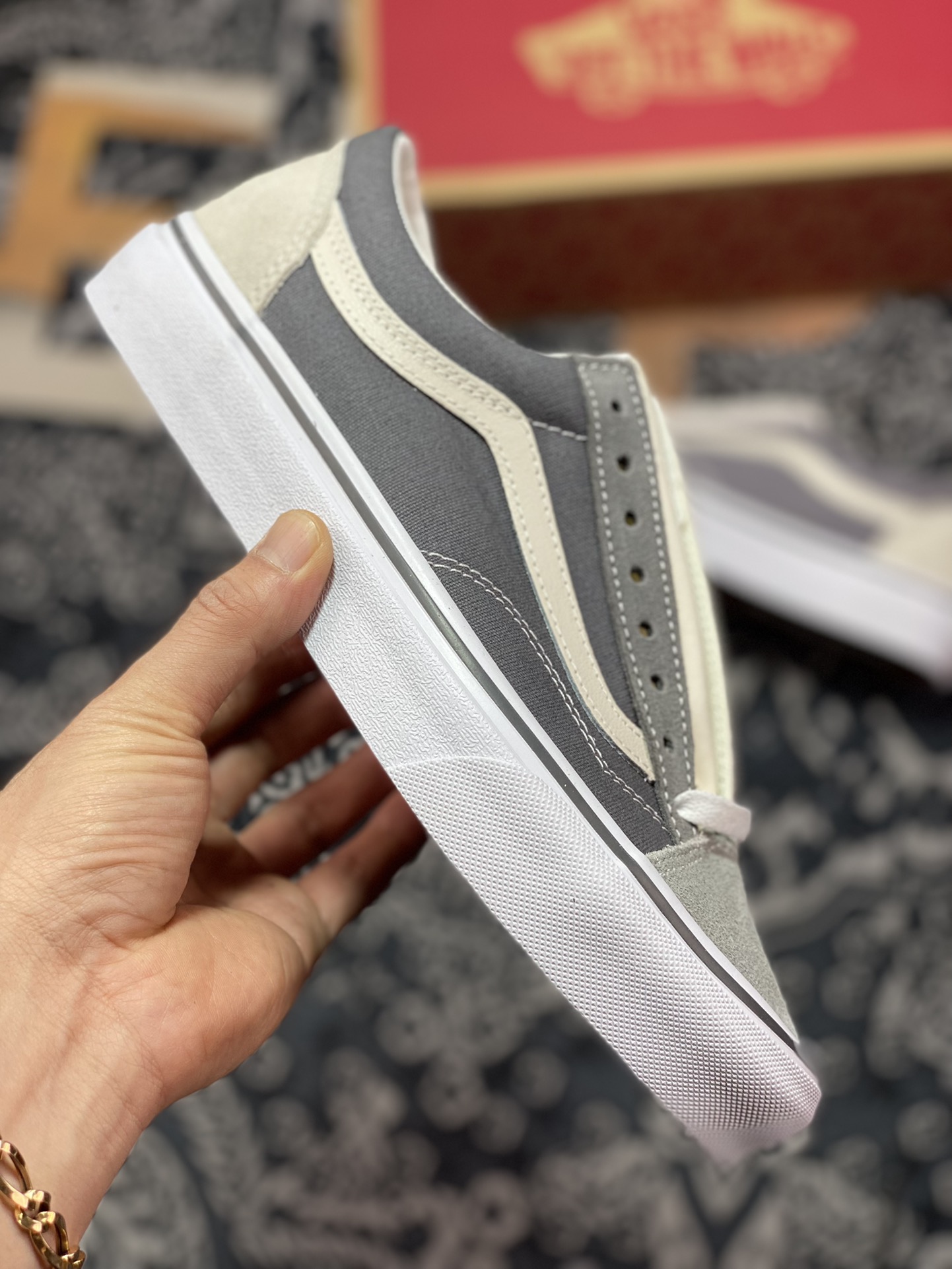 160   Vans Style 36 拼接黑灰 范斯官方全新配色低帮灰黑硫化滑板VN0A54F6B92