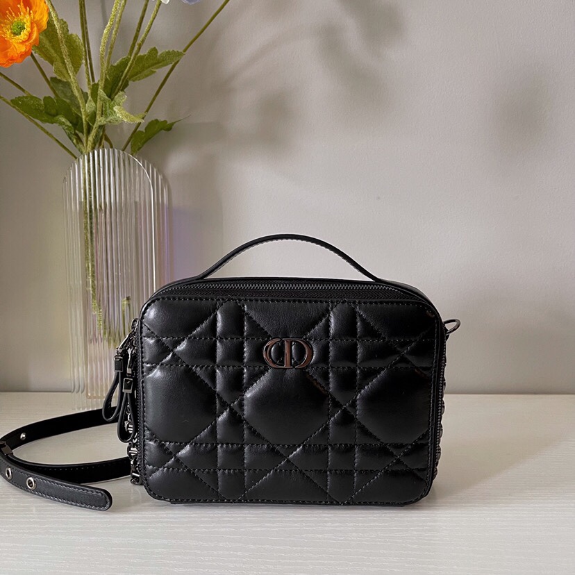 Dior Caro Crossbody & Shoulder Bags Black Cowhide