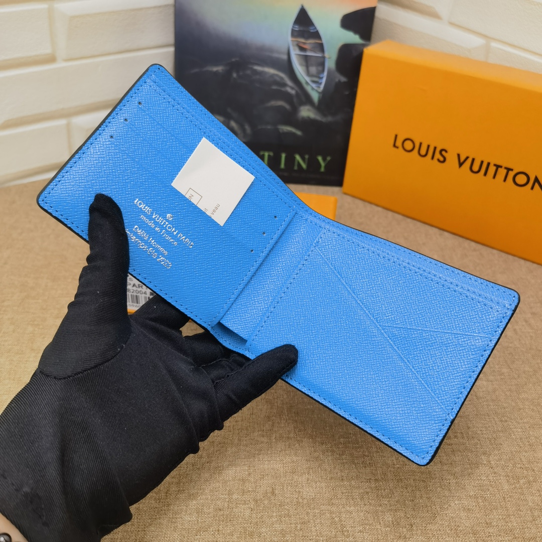 Interior of the leather wallet showcasing card slots and bill compartment