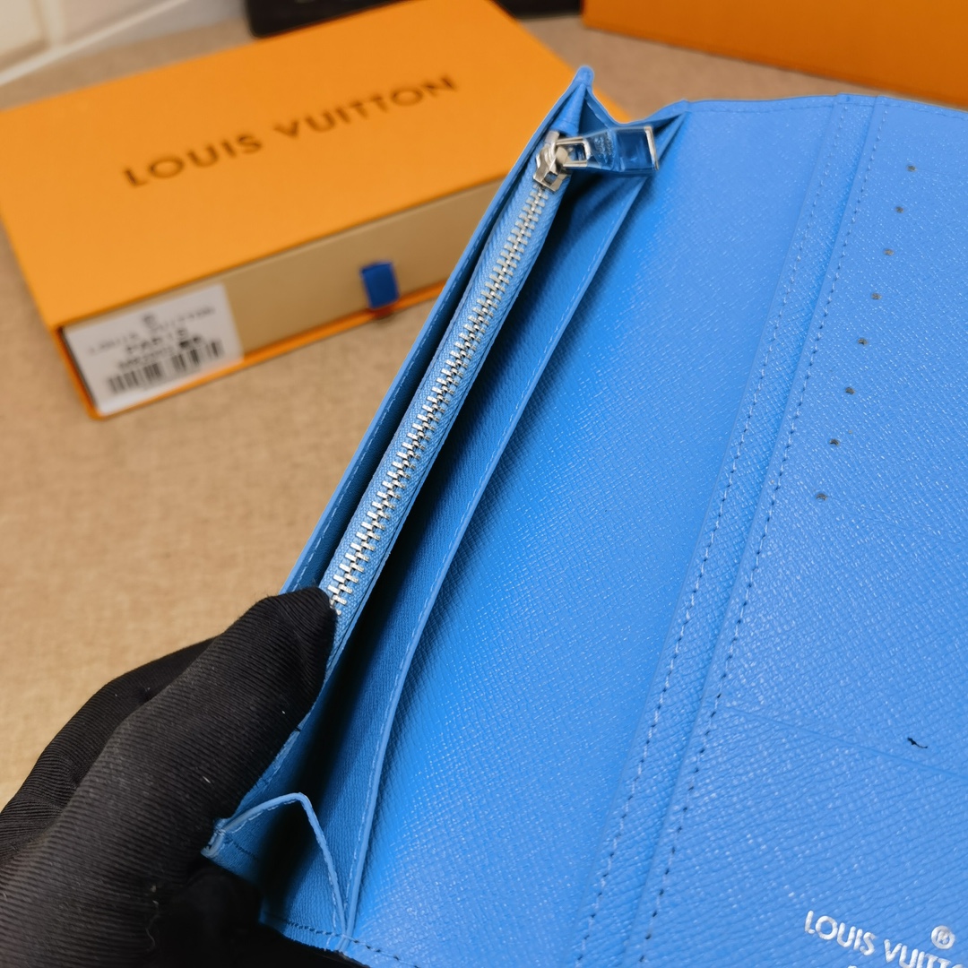 Elegant leather long wallet in packaging