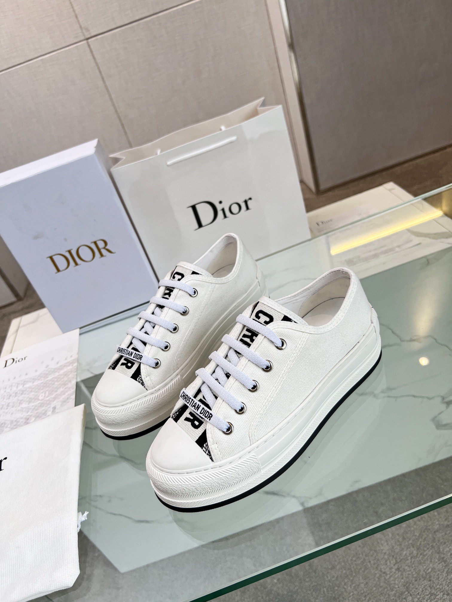 , Primavera 2023Zapatillas Walk 'n' Dior bordadas con suela gruesa de algodón con bordados multicolo