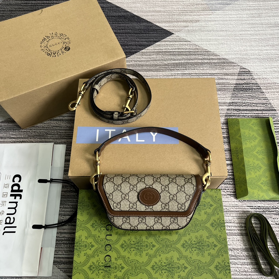 GUCCI Китайский Новый год коллекция GG мини-сумка розовый GG Supreme холст полосатая лента переплетённый двойной G логотип магнитная застёжка с ремнём высшее качество