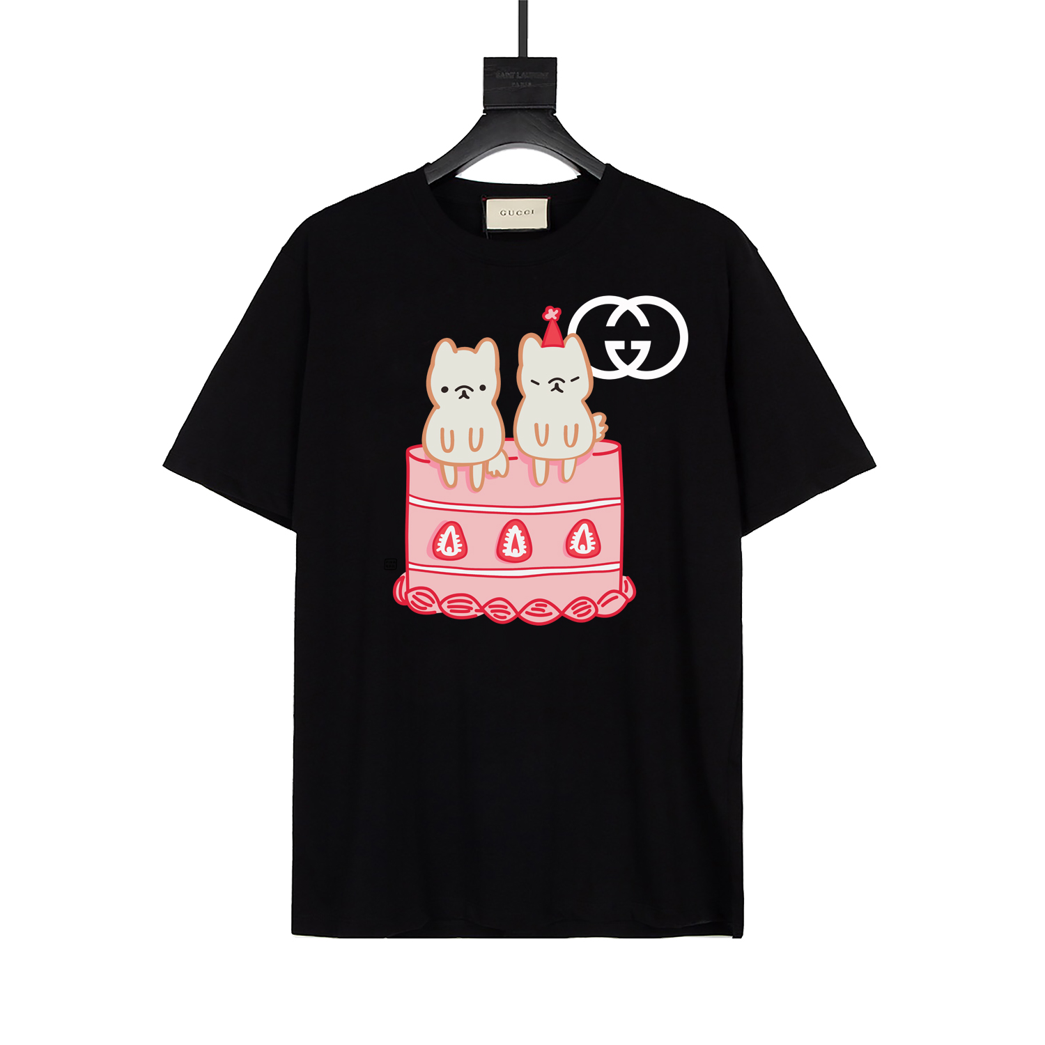 𝐆𝐔𝐂𝐂𝐈 20ss nueva primavera-verano, colaboración serie kawaii letras estampadas camiseta de cuello redondo, ¡me ena…