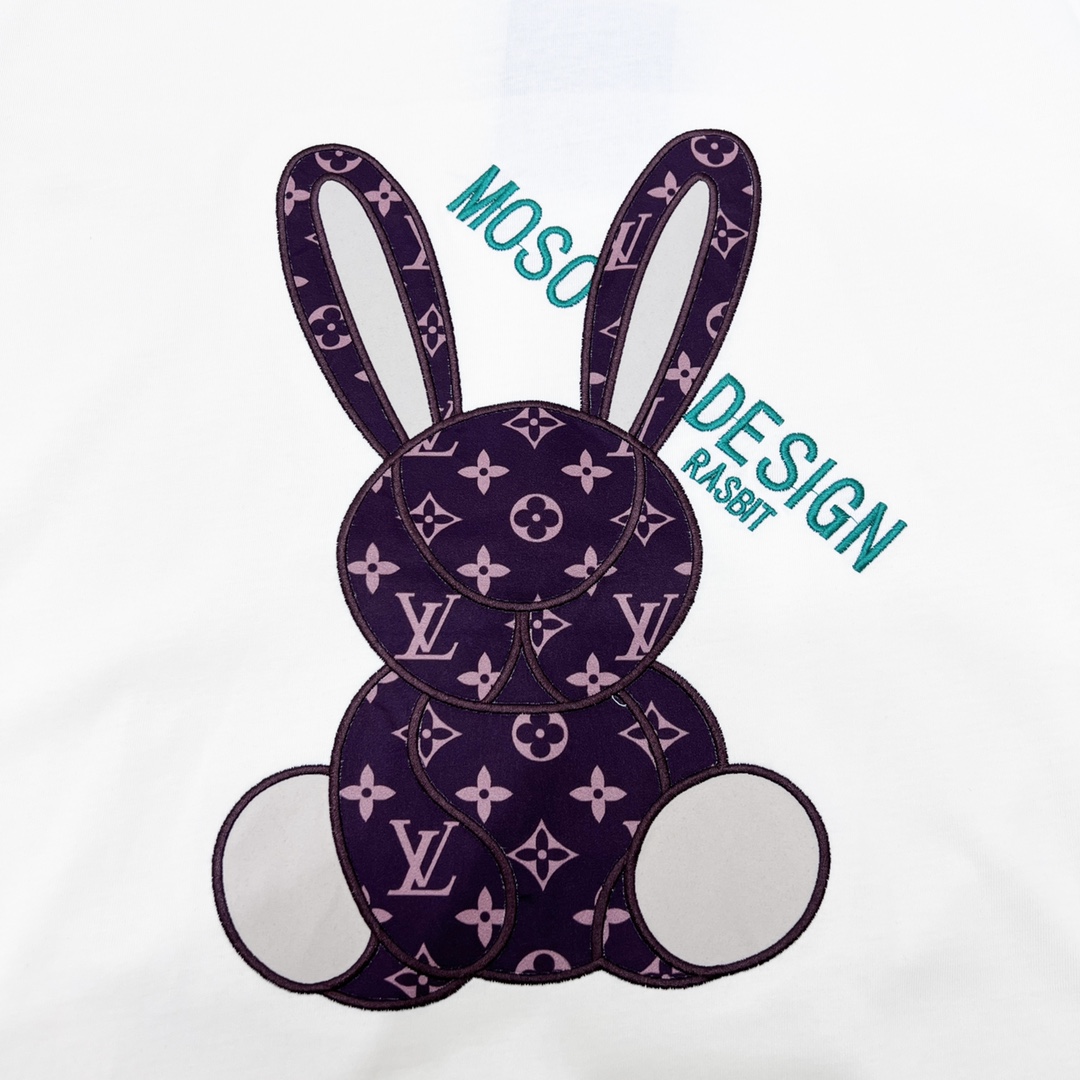 170 Louis Vuitton/路易威登 23ss 老花兔子贴布刺绣短袖T恤