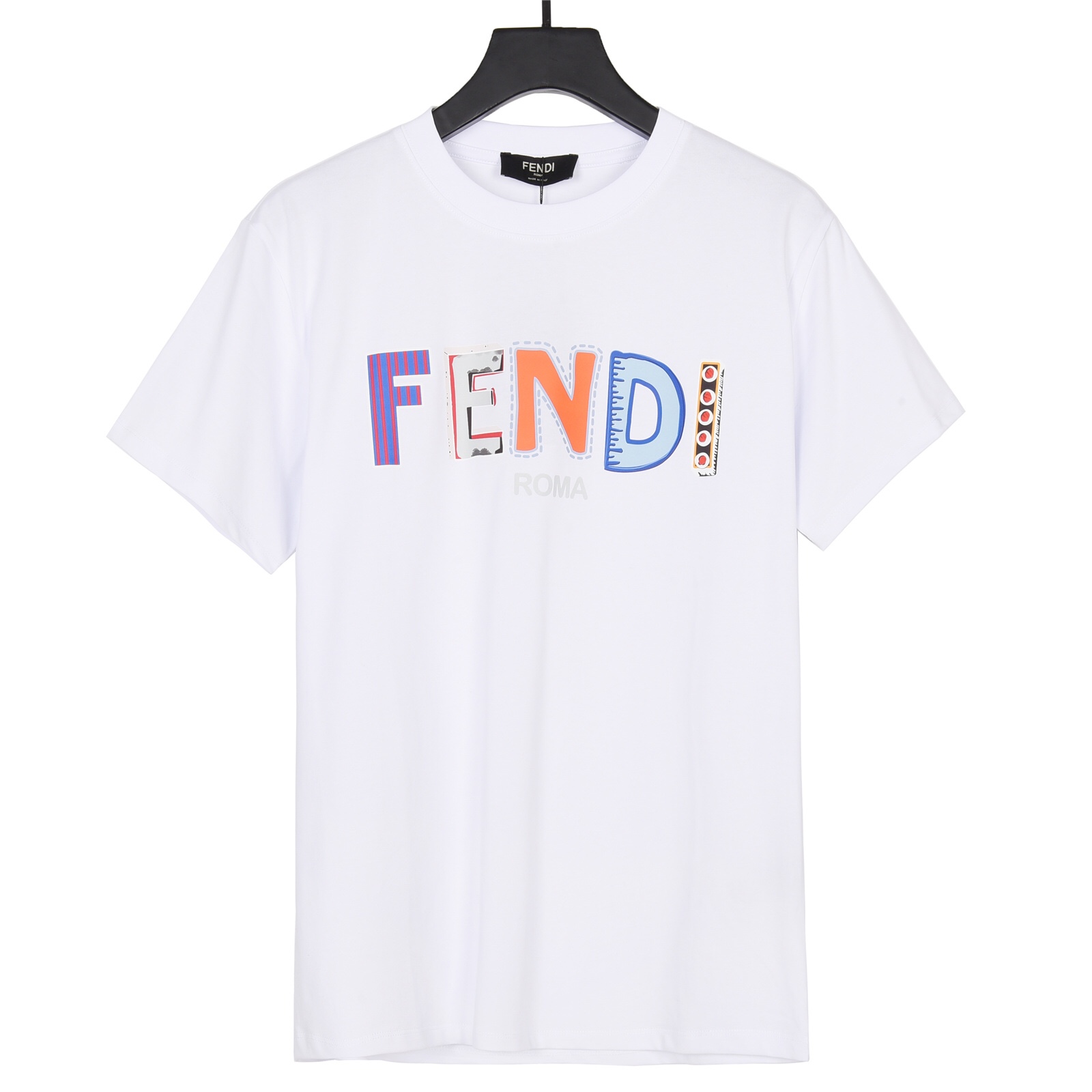 上新170 Fendi 芬迪23ss 七彩字母 印花短袖 数码直喷印花logo 专柜新款