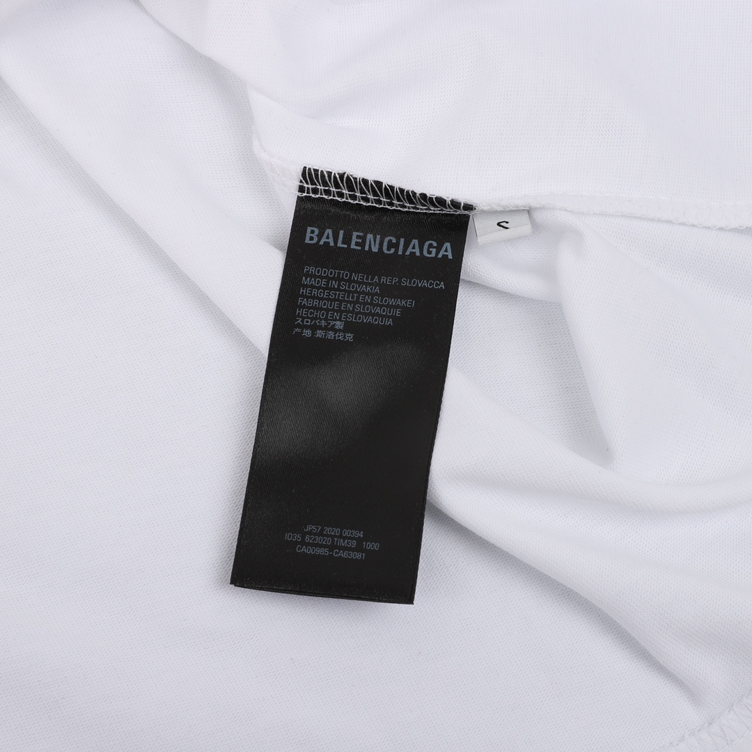 Balenciaga/巴黎世家 鱼骨印花字母圆领短袖