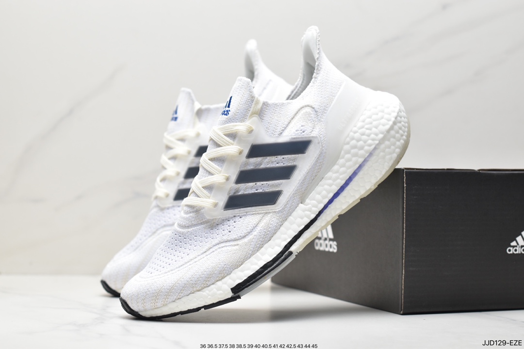 Adidas Ultra Boost 2021 ”White Clear Blue” UB2021 version socks jogging shoes ”Sky Blue White Dark Blue” GZ7120