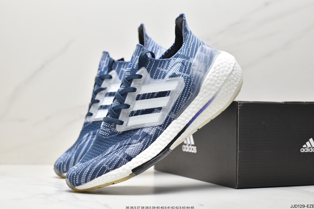 Adidas Ultra Boost 2021 ”White Clear Blue” UB2021 version socks jogging shoes ”Sky Blue White Dark Blue” GZ7120