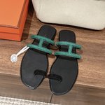 Hermes Shoes Sandals Chamois Genuine Leather Fashion