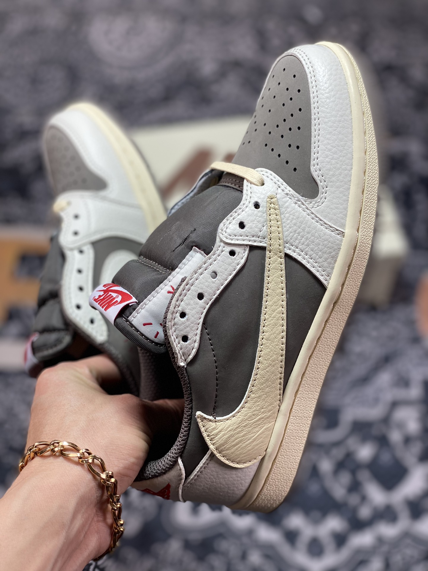 原装级别 Travis Scott x Air Jordan 1 Low ” Reverse Mocha ” 白棕摩卡  DM7866-162