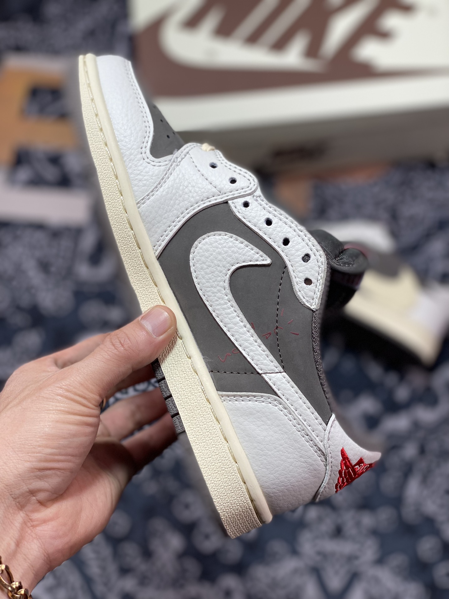 原装级别 Travis Scott x Air Jordan 1 Low ” Reverse Mocha ” 白棕摩卡  DM7866-162