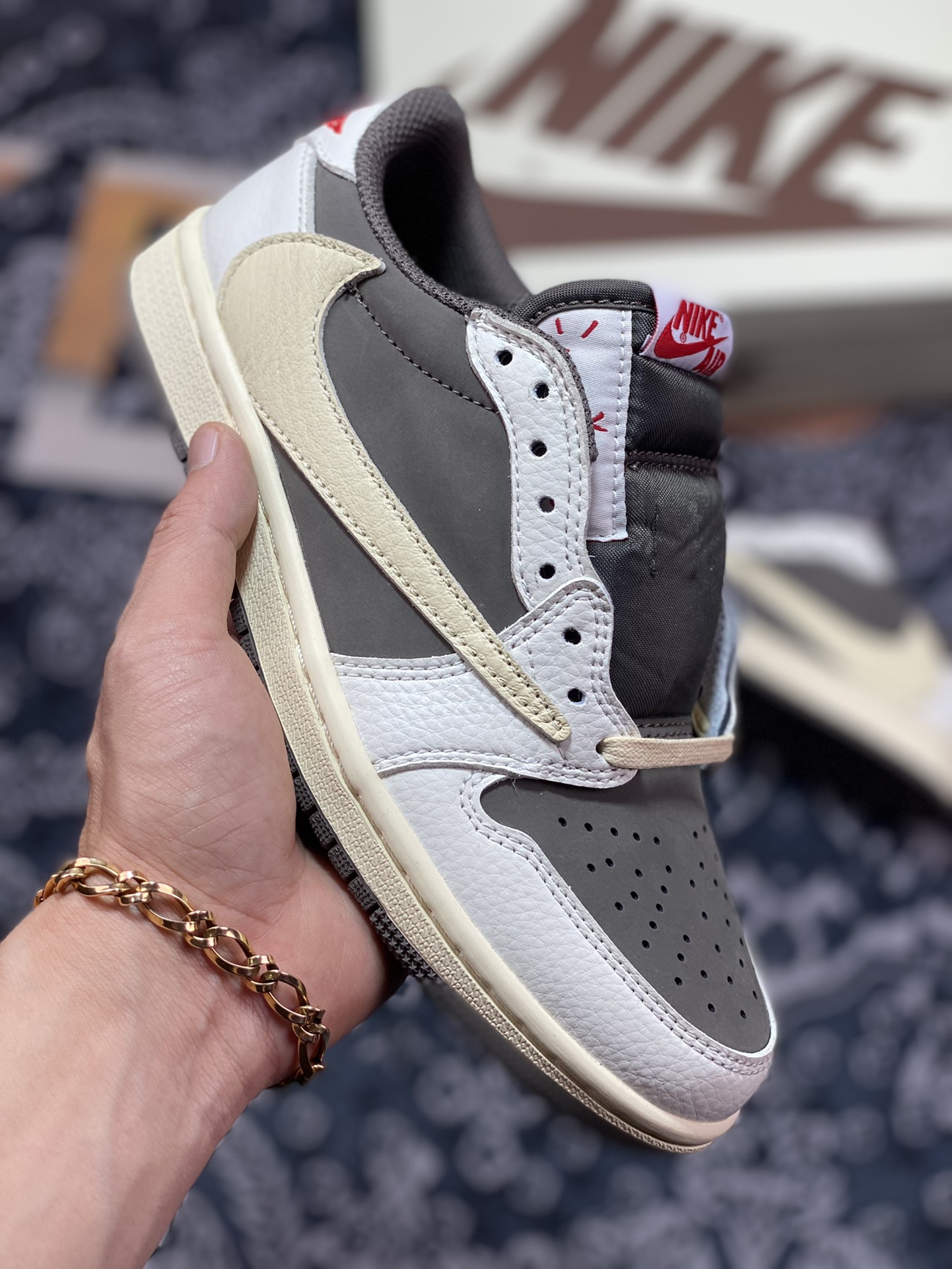 原装级别 Travis Scott x Air Jordan 1 Low ” Reverse Mocha ” 白棕摩卡  DM7866-162