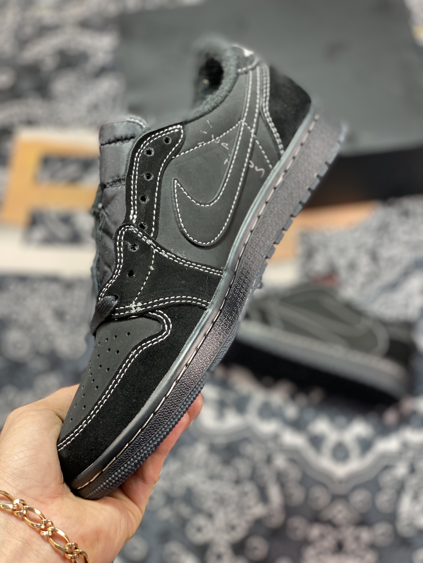 原装级别Travis Scott x Air Jordan 1 Low OG “Black Phantom” 低帮  DM7866-001