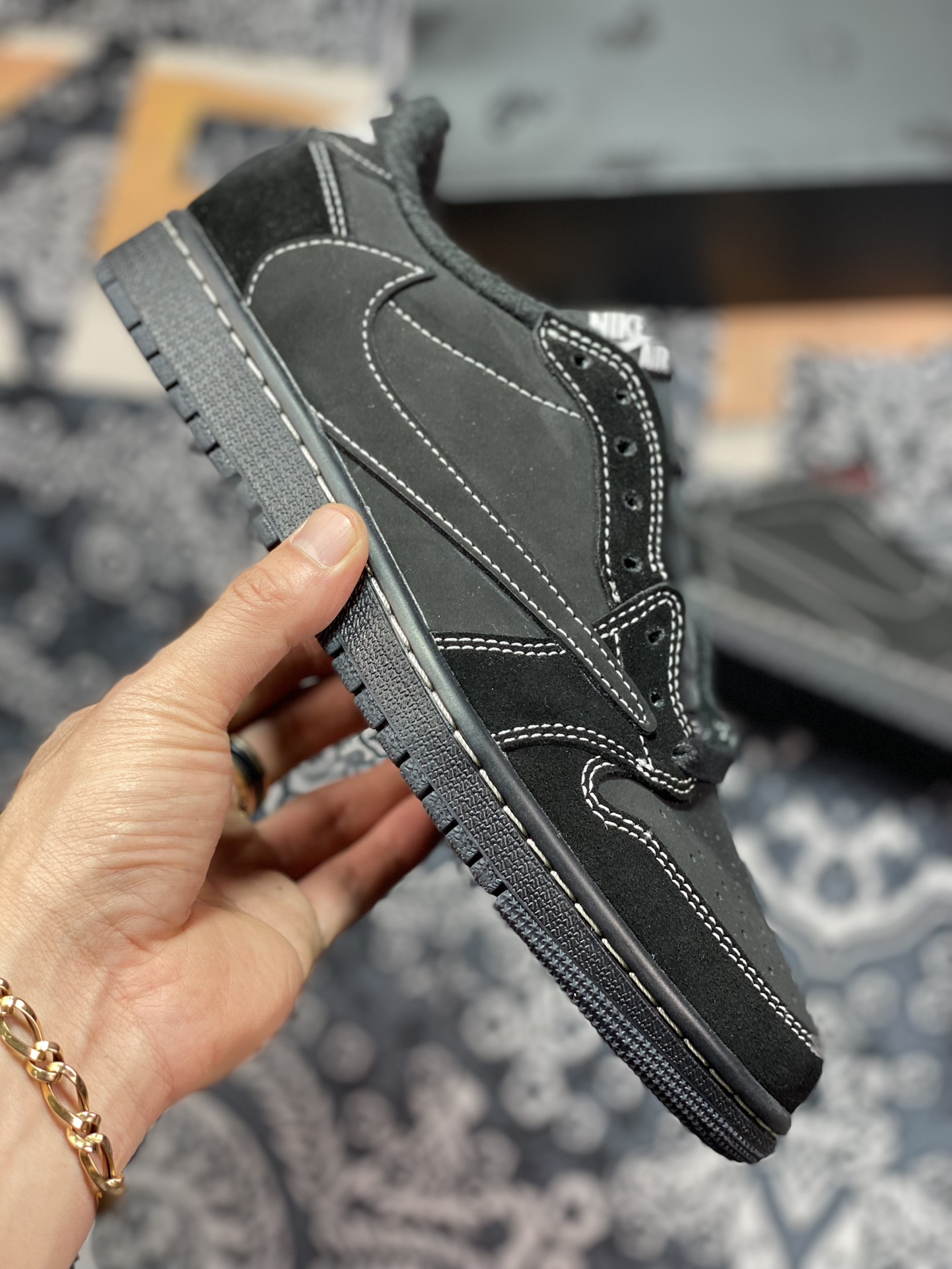 原装级别Travis Scott x Air Jordan 1 Low OG “Black Phantom” 低帮  DM7866-001