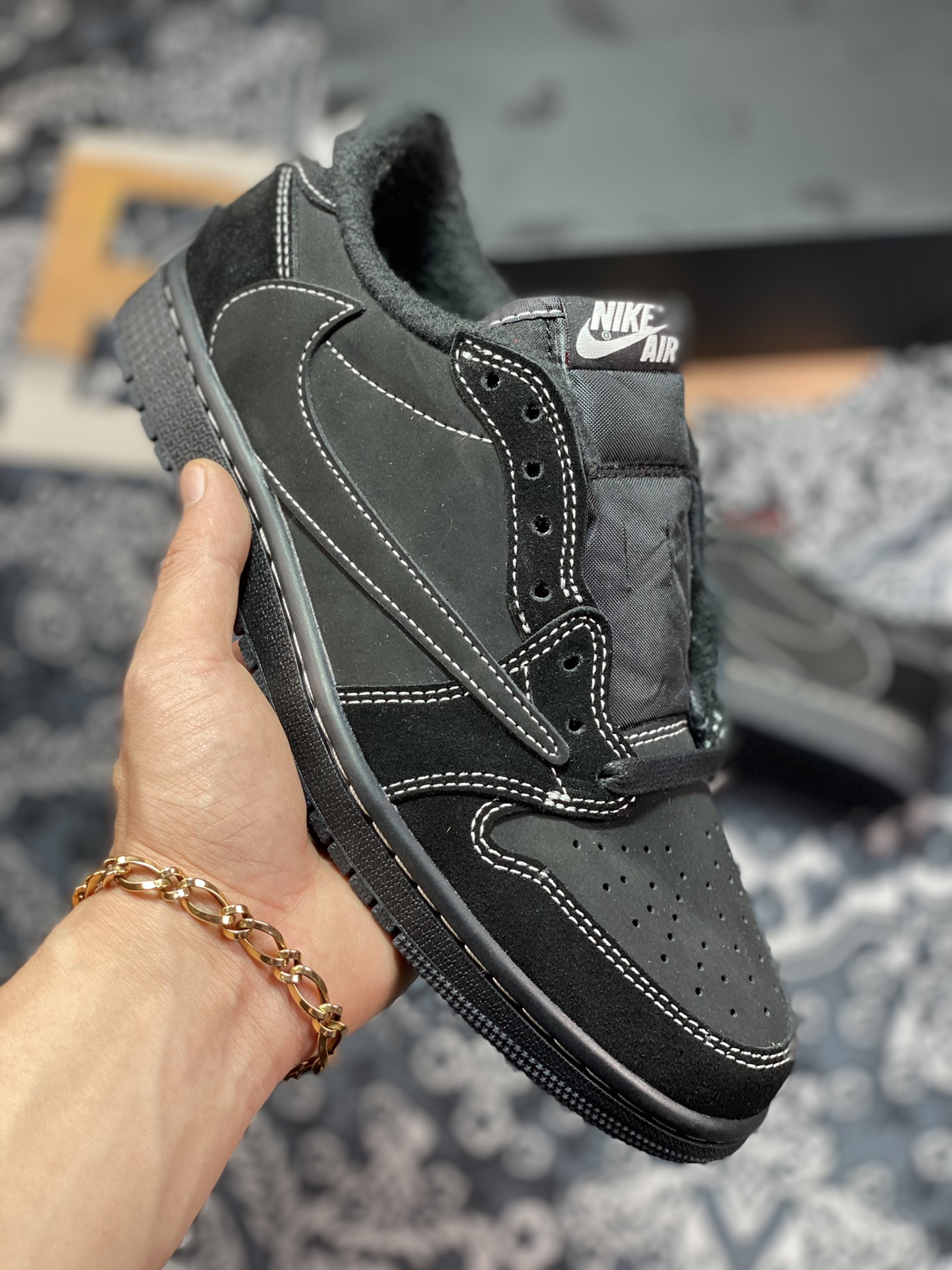 原装级别Travis Scott x Air Jordan 1 Low OG “Black Phantom” 低帮  DM7866-001