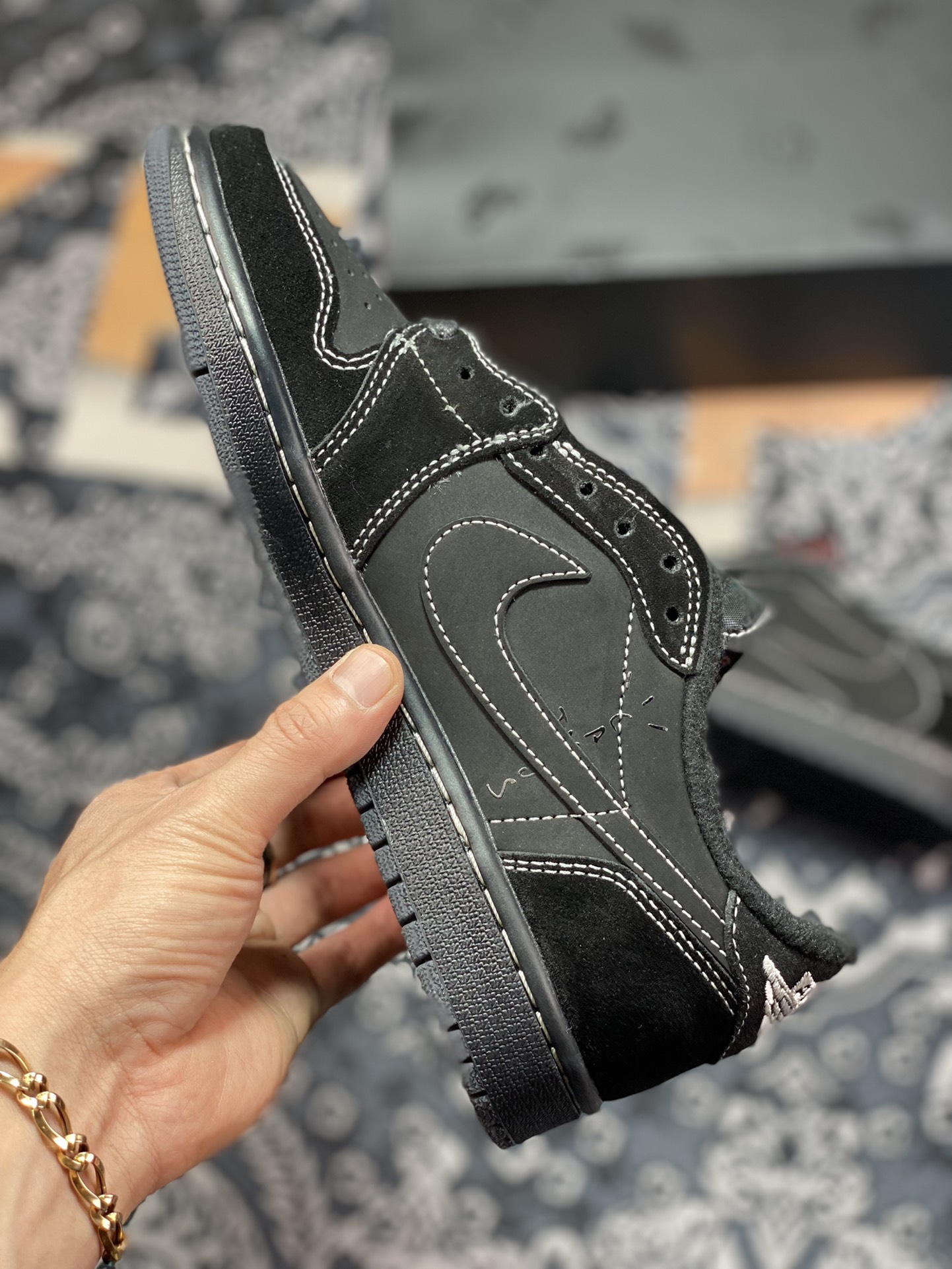 原装级别Travis Scott x Air Jordan 1 Low OG “Black Phantom” 低帮  DM7866-001