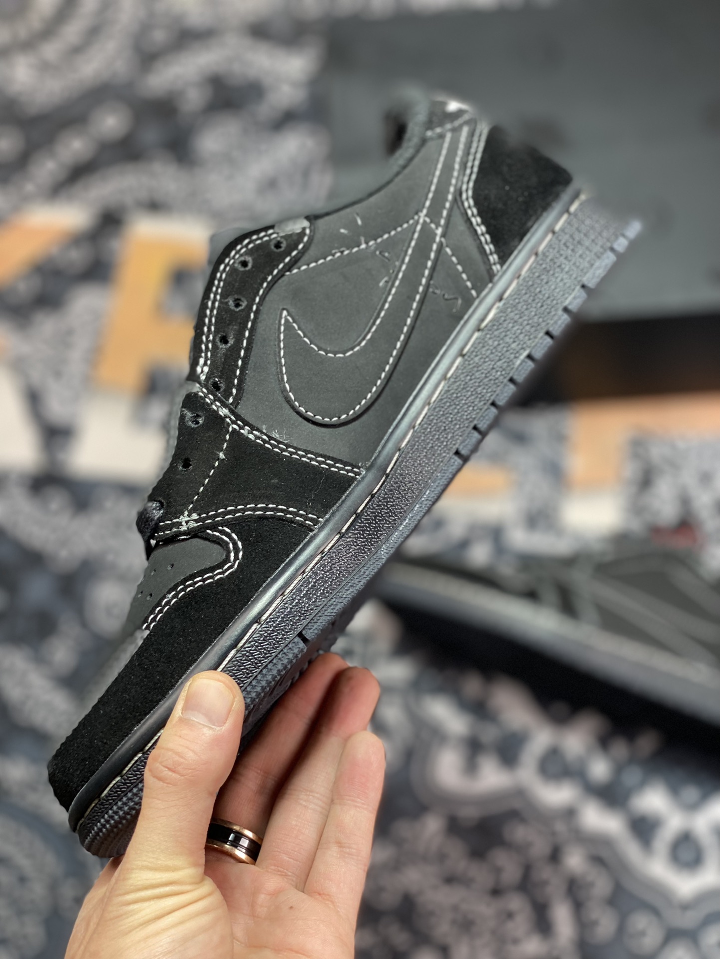 原装级别Travis Scott x Air Jordan 1 Low OG “Black Phantom” 低帮  DM7866-001