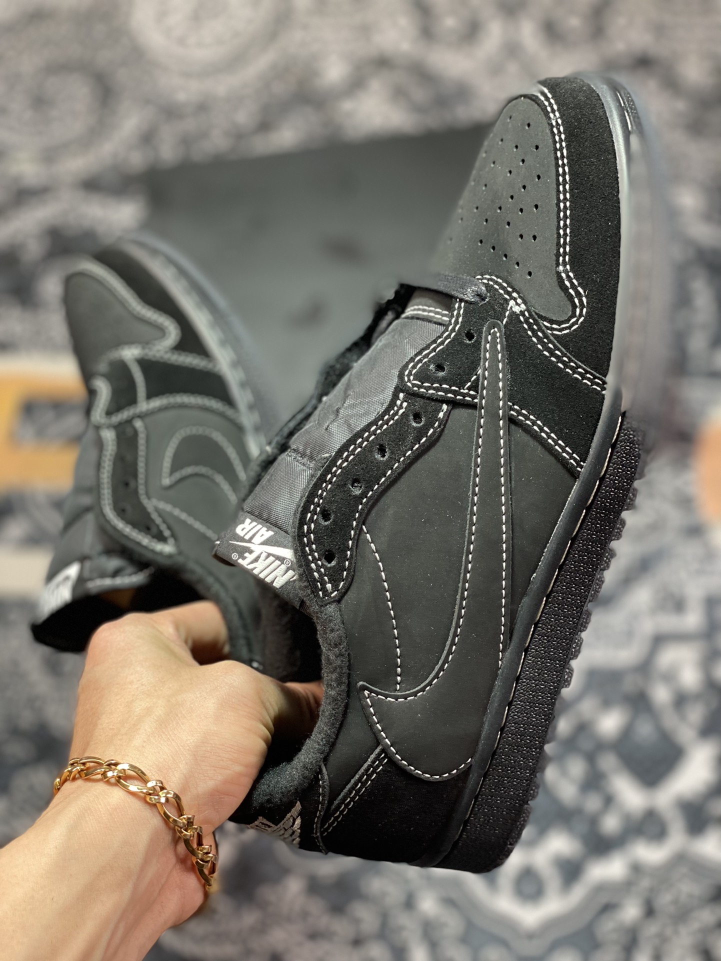 原装级别Travis Scott x Air Jordan 1 Low OG “Black Phantom” 低帮  DM7866-001