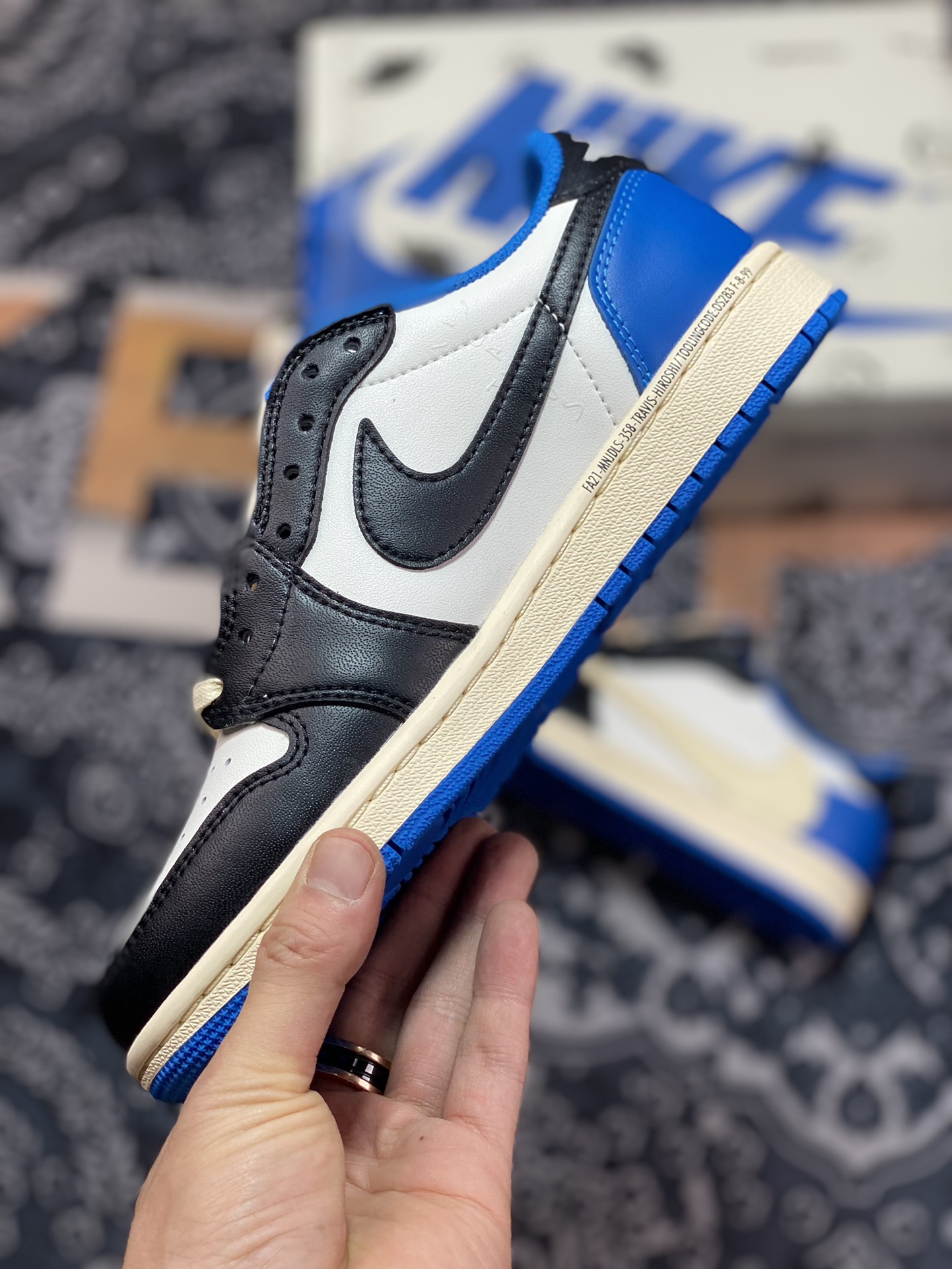 Original grade TS x Fragment Design x AJ1 Low three-party joint lightning barb joint DM7866-140