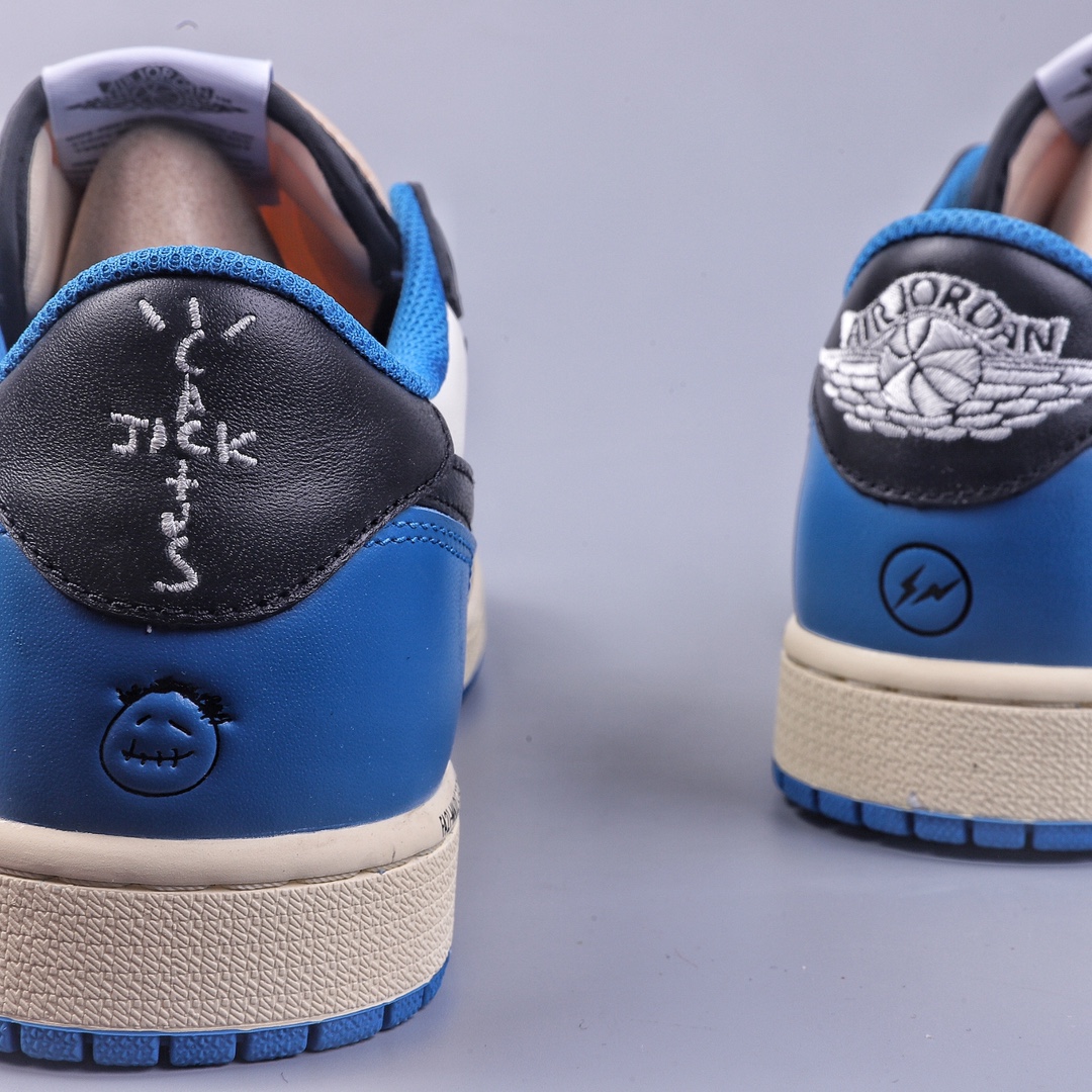 280 G版Travis Scott x Fragment x Air Jordan 1 Low“Military Blue” 闪电倒勾低帮 DM7866-140