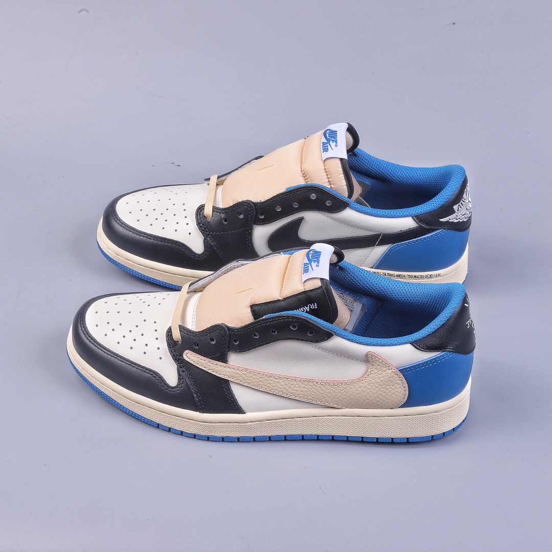 280 G版Travis Scott x Fragment x Air Jordan 1 Low“Military Blue” 闪电倒勾低帮 DM7866-140