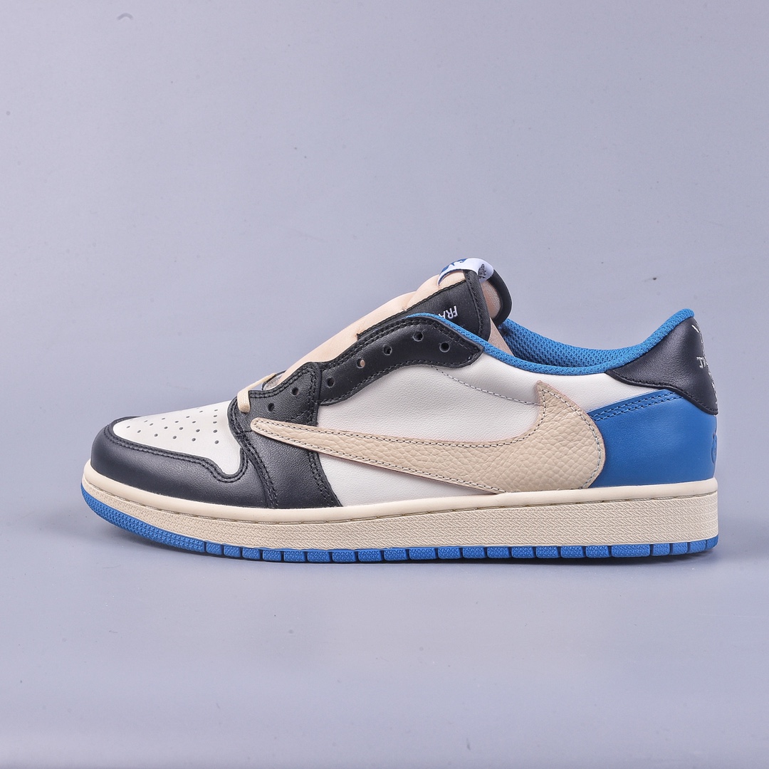 280 G版Travis Scott x Fragment x Air Jordan 1 Low“Military Blue” 闪电倒勾低帮 DM7866-140