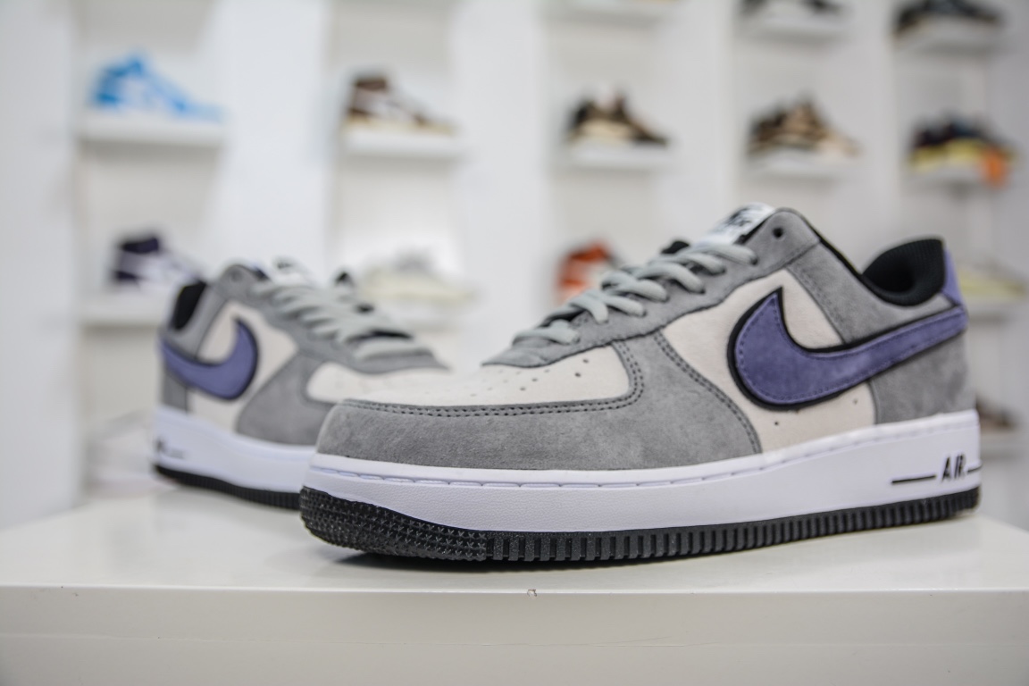新品出货 Nike Air Force 1 Low ’07 灰紫勾麂皮 HH9636-056