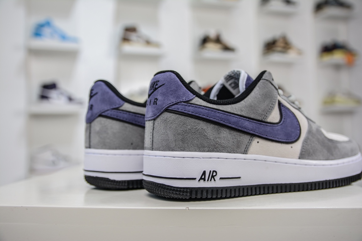 新品出货 Nike Air Force 1 Low ’07 灰紫勾麂皮 HH9636-056