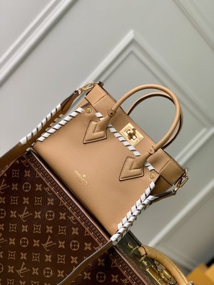 Louis Vuitton LV On My Side Bags Handbags Apricot Color Weave Cowhide M21585