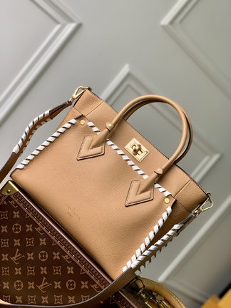 Louis Vuitton LV On My Side Bags Handbags Apricot Color Weave Cowhide M21569